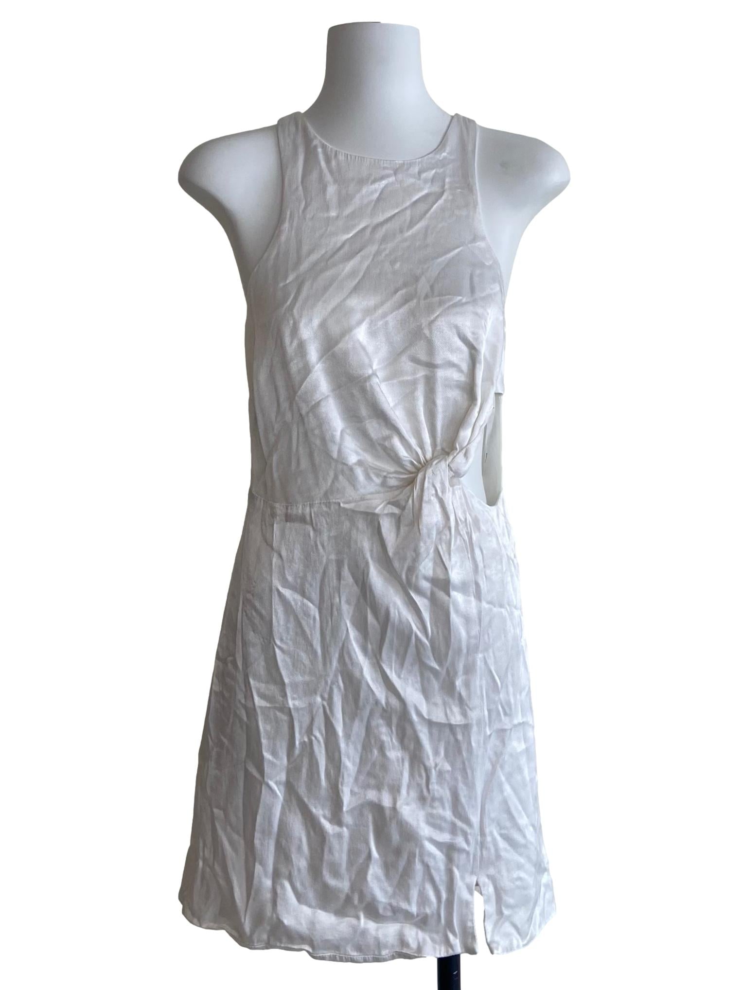 White Sleeveless Slit Dress