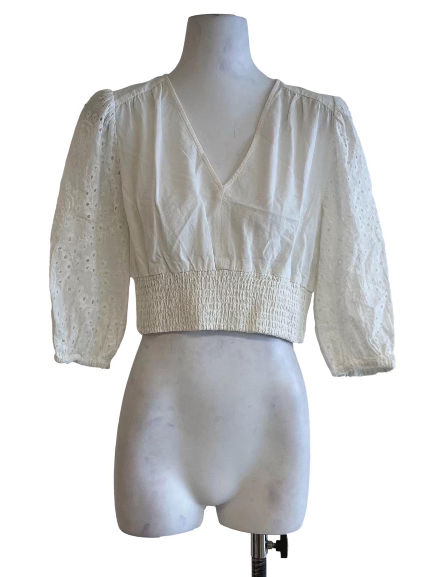 White V-Neckline Blouse