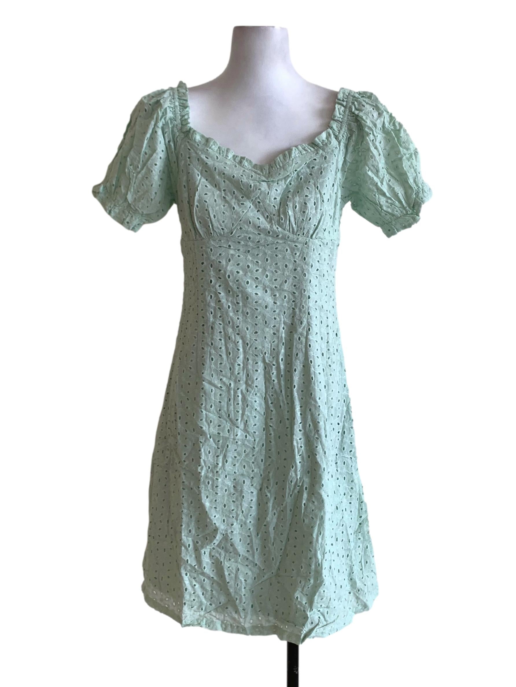 Mint Broderie Anglaise Empire Dress