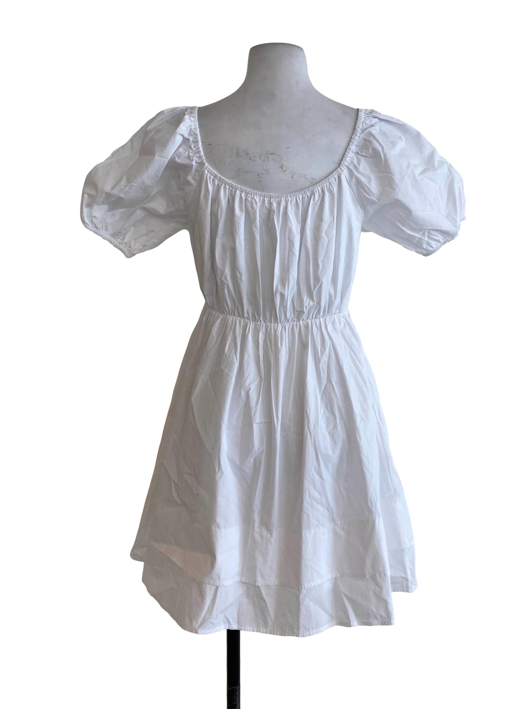 White Blouson Dress