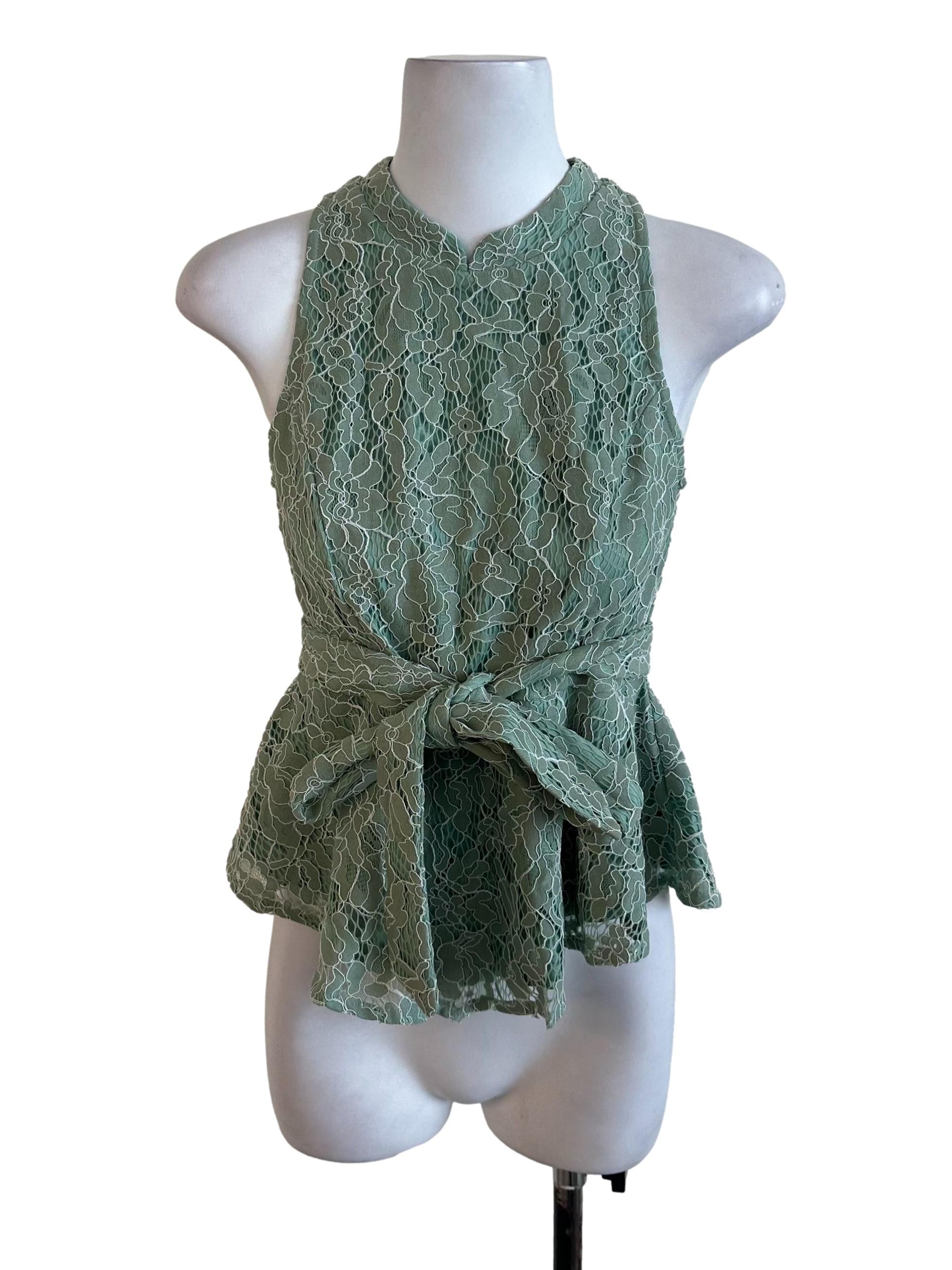 Sage Green Lace Strap Top