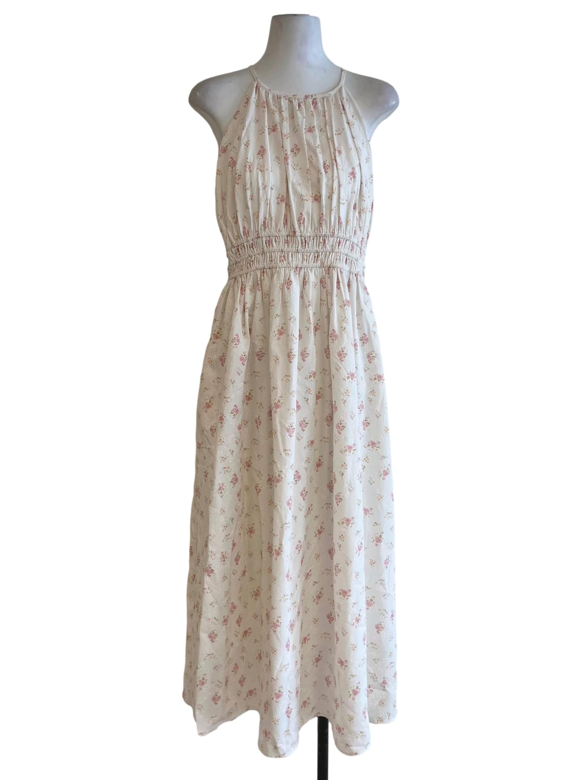 White Floral A-Line Dress