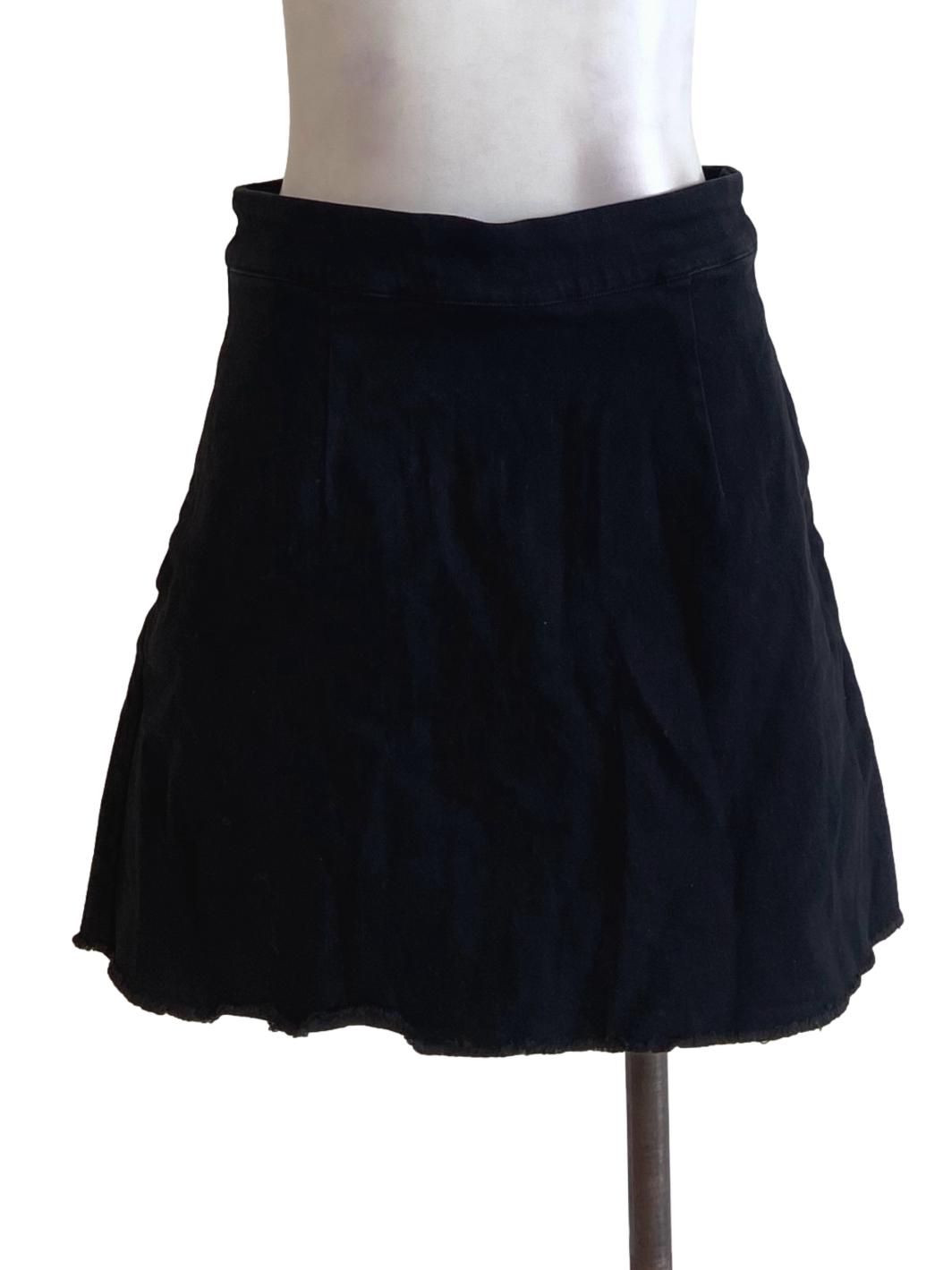 Black Twill Mini Jeans Skirt