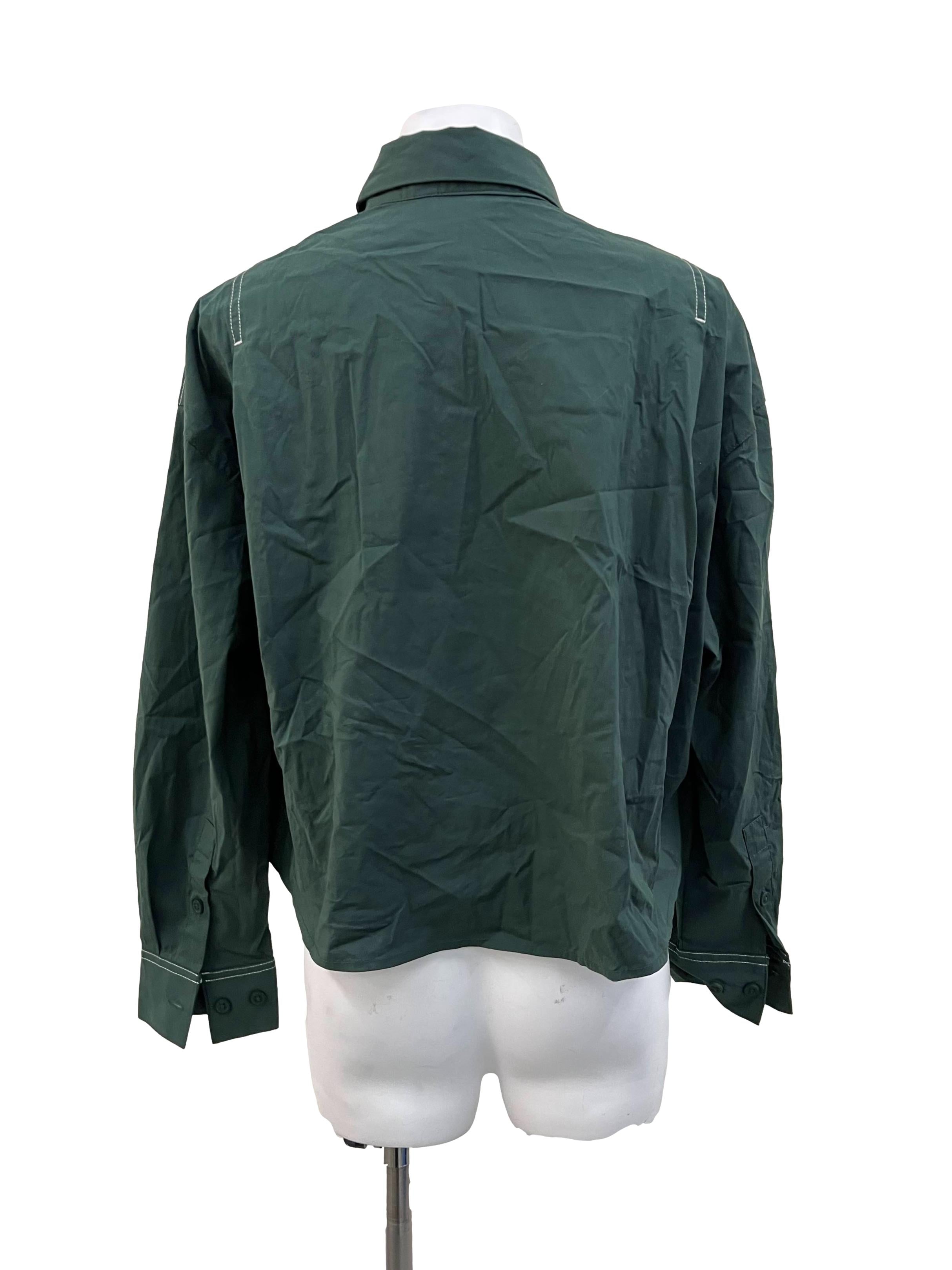 Pine Green Button Down Cropped Top
