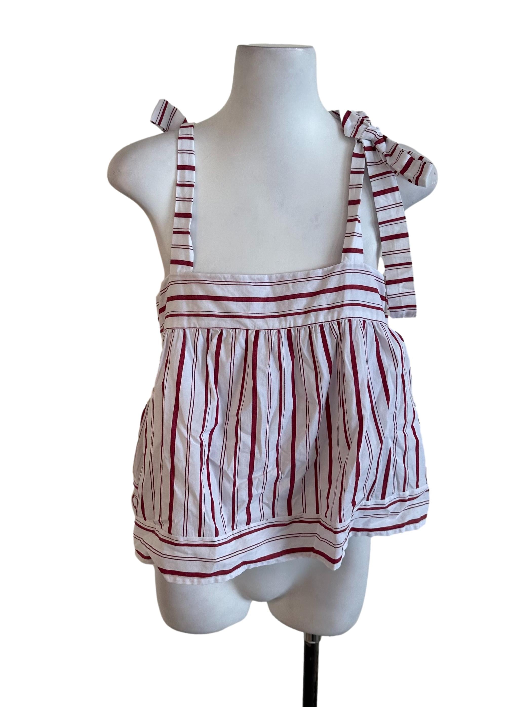 White Red Stripe Top