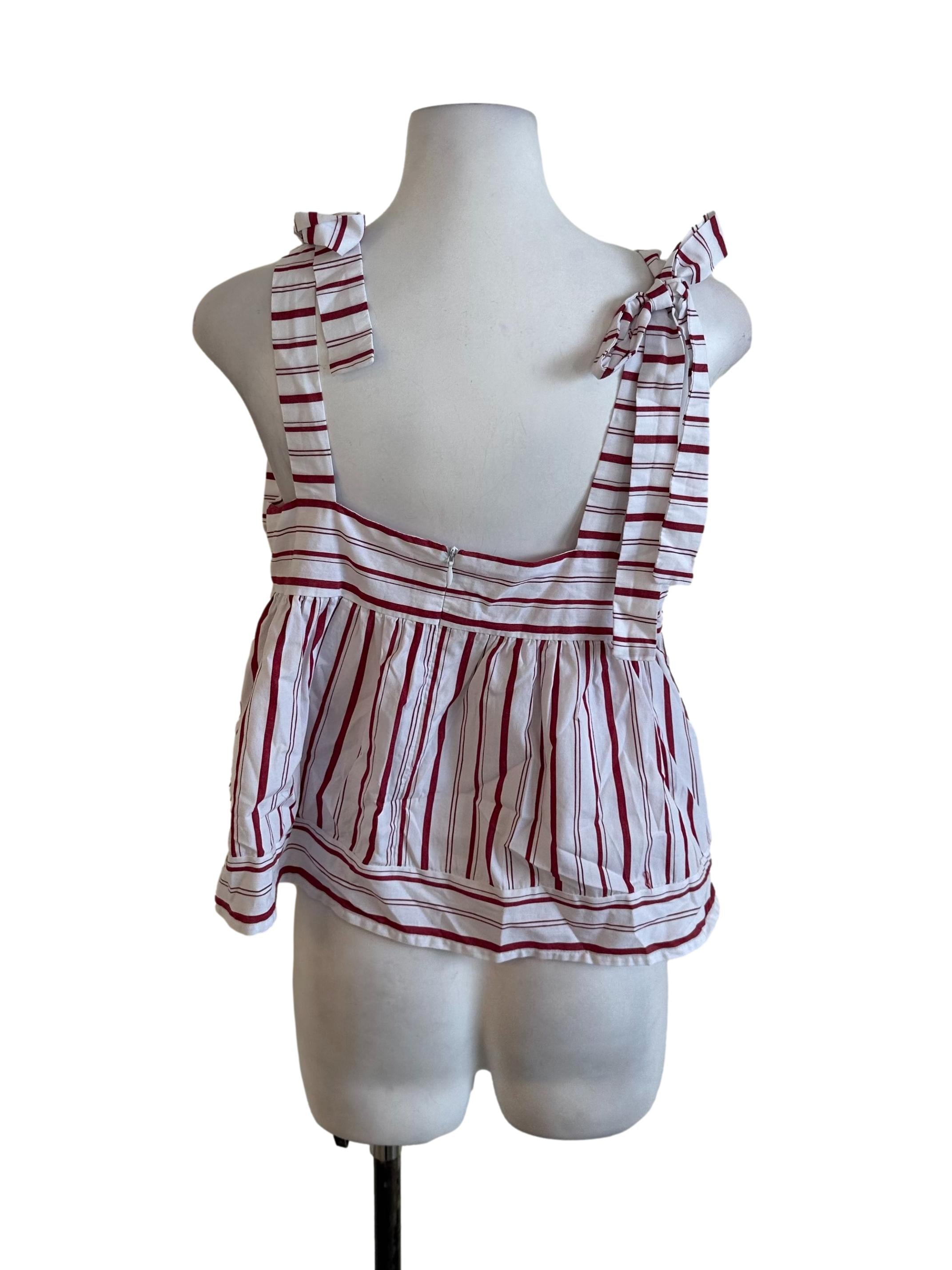 White Red Stripe Top