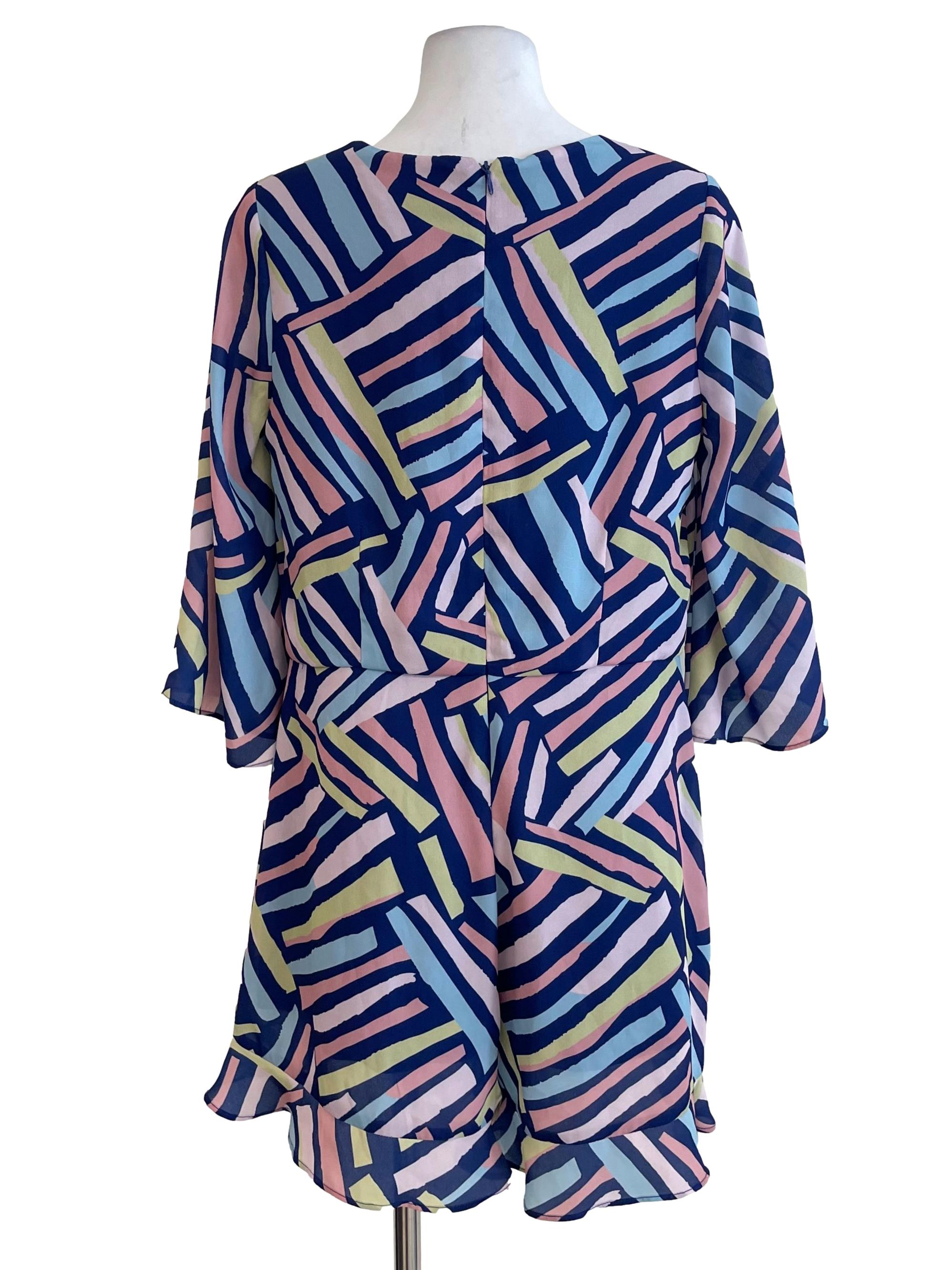 Indigo Print Bell Sleeves Romper