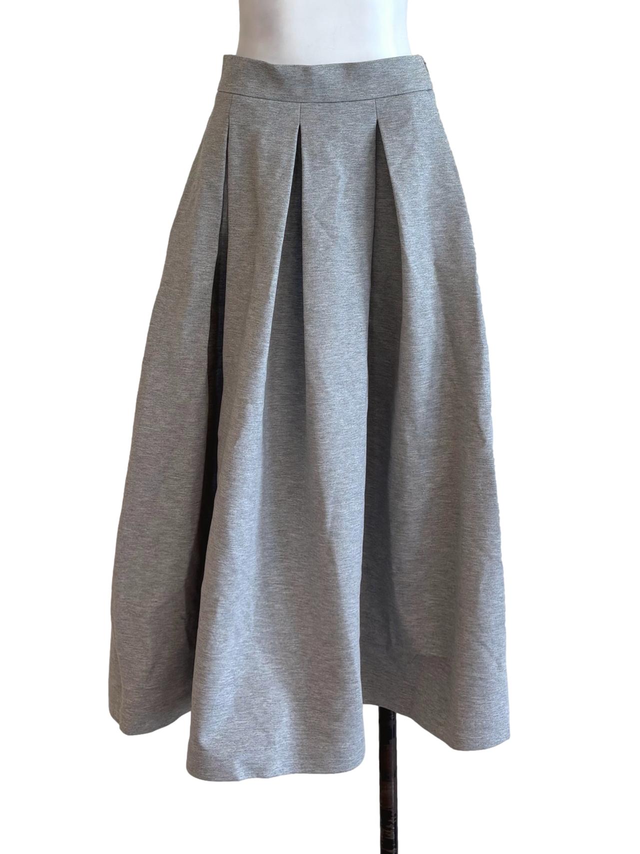 Storm Grey Cotton Midi Skirt LB