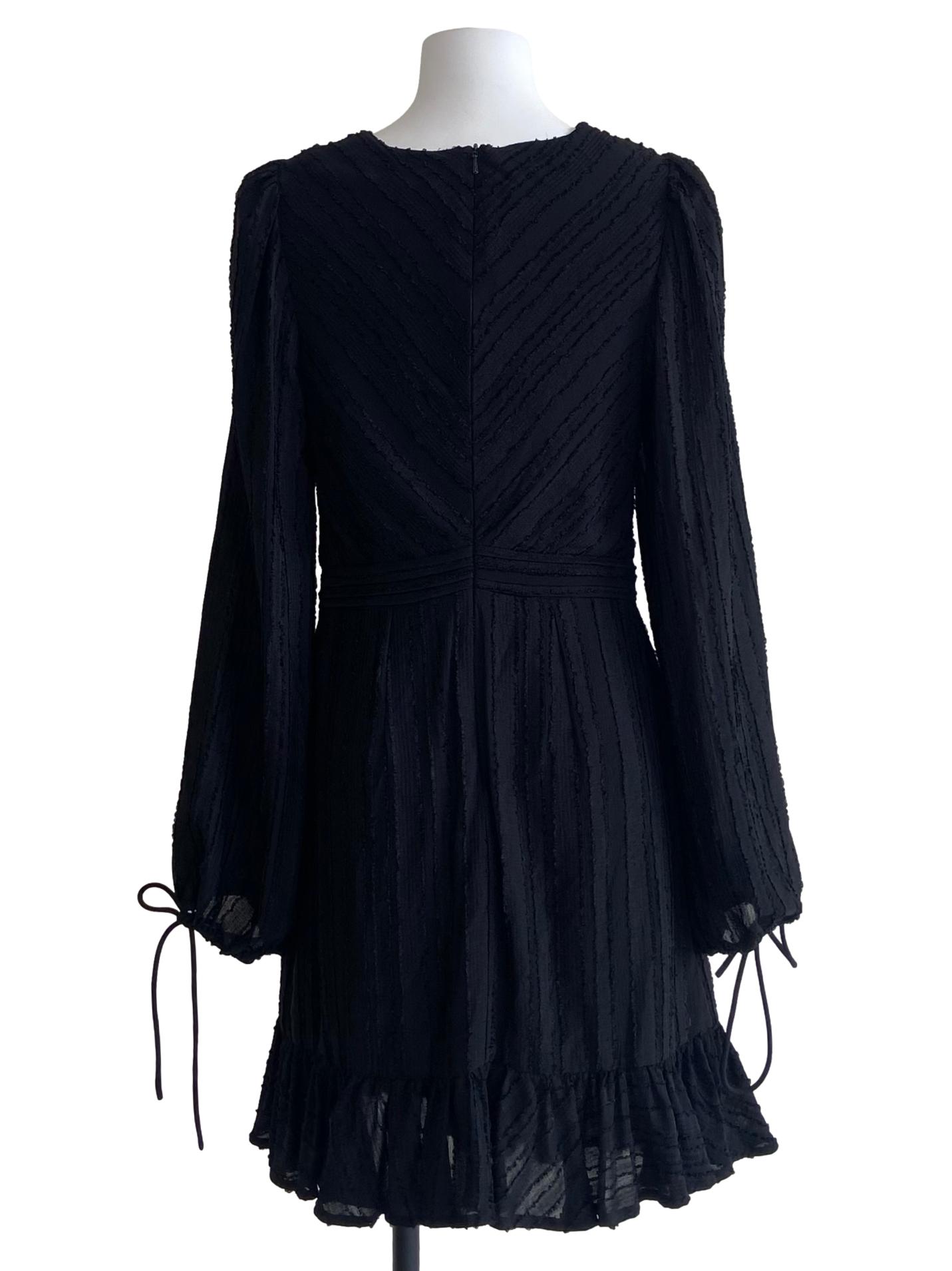 Black V-Neck Drop Waist Dress