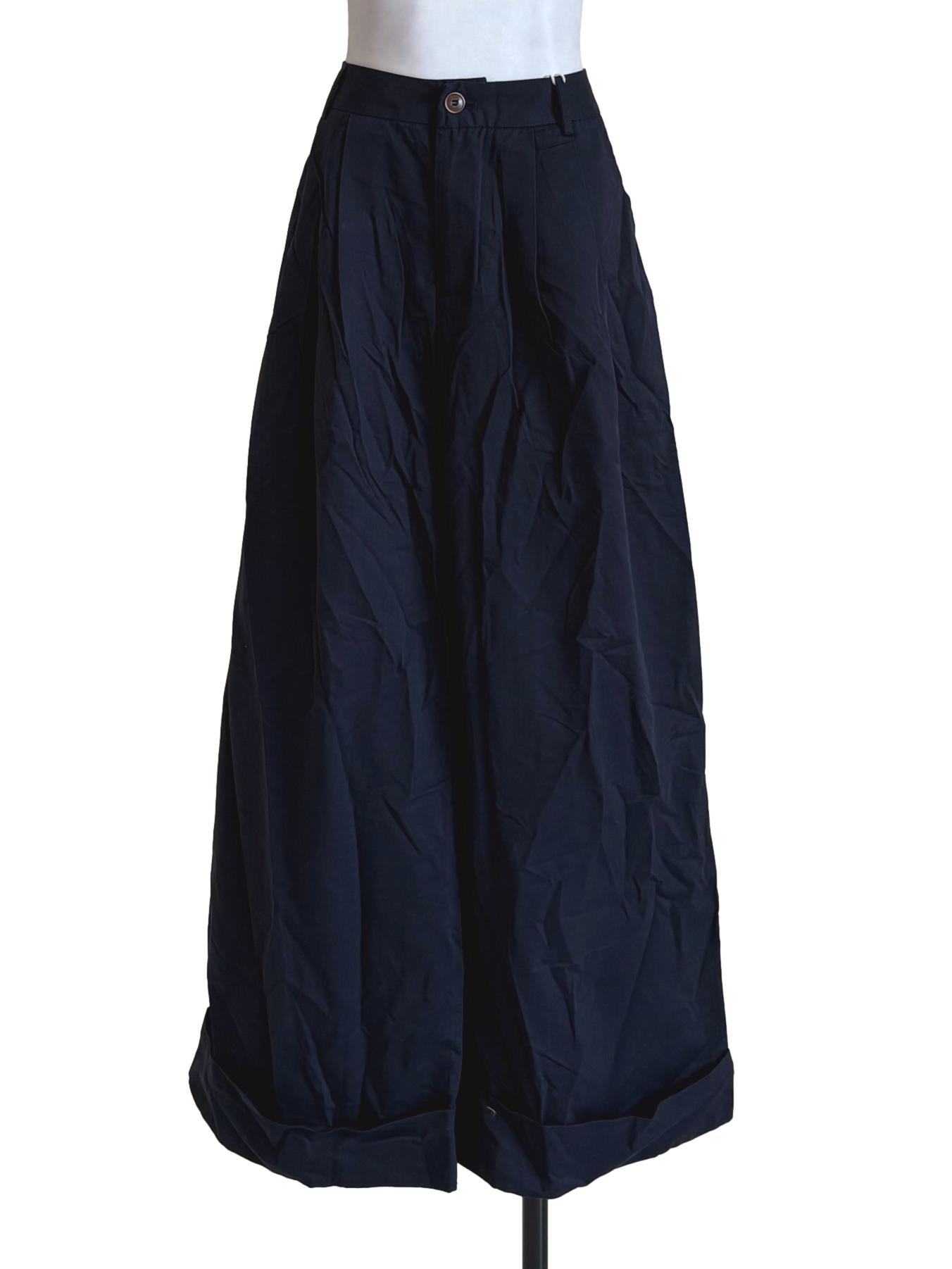 Indigo Blue Cuffed Wide Leg Pants