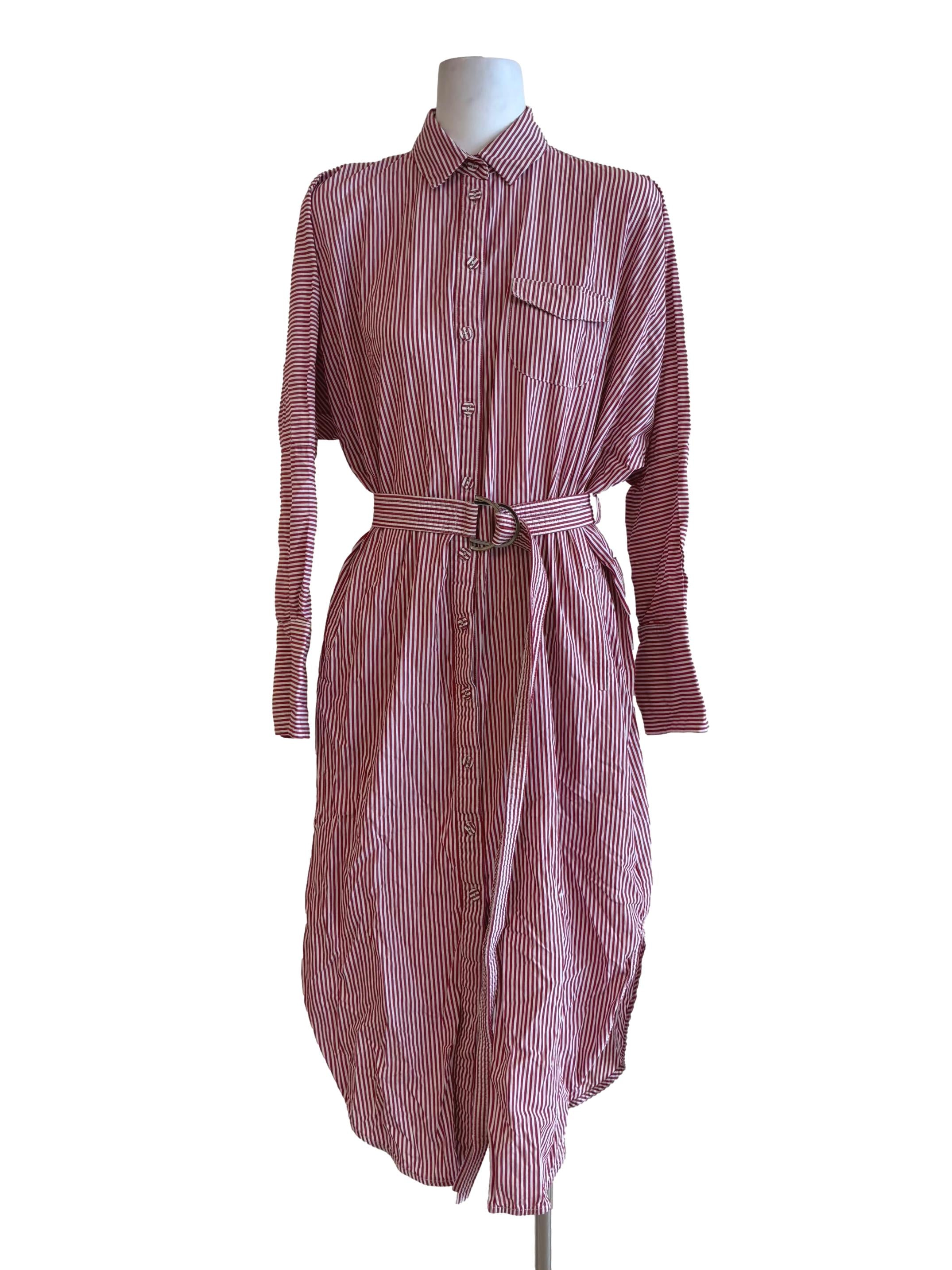 Candy Red And White Stripe Shirt Dress