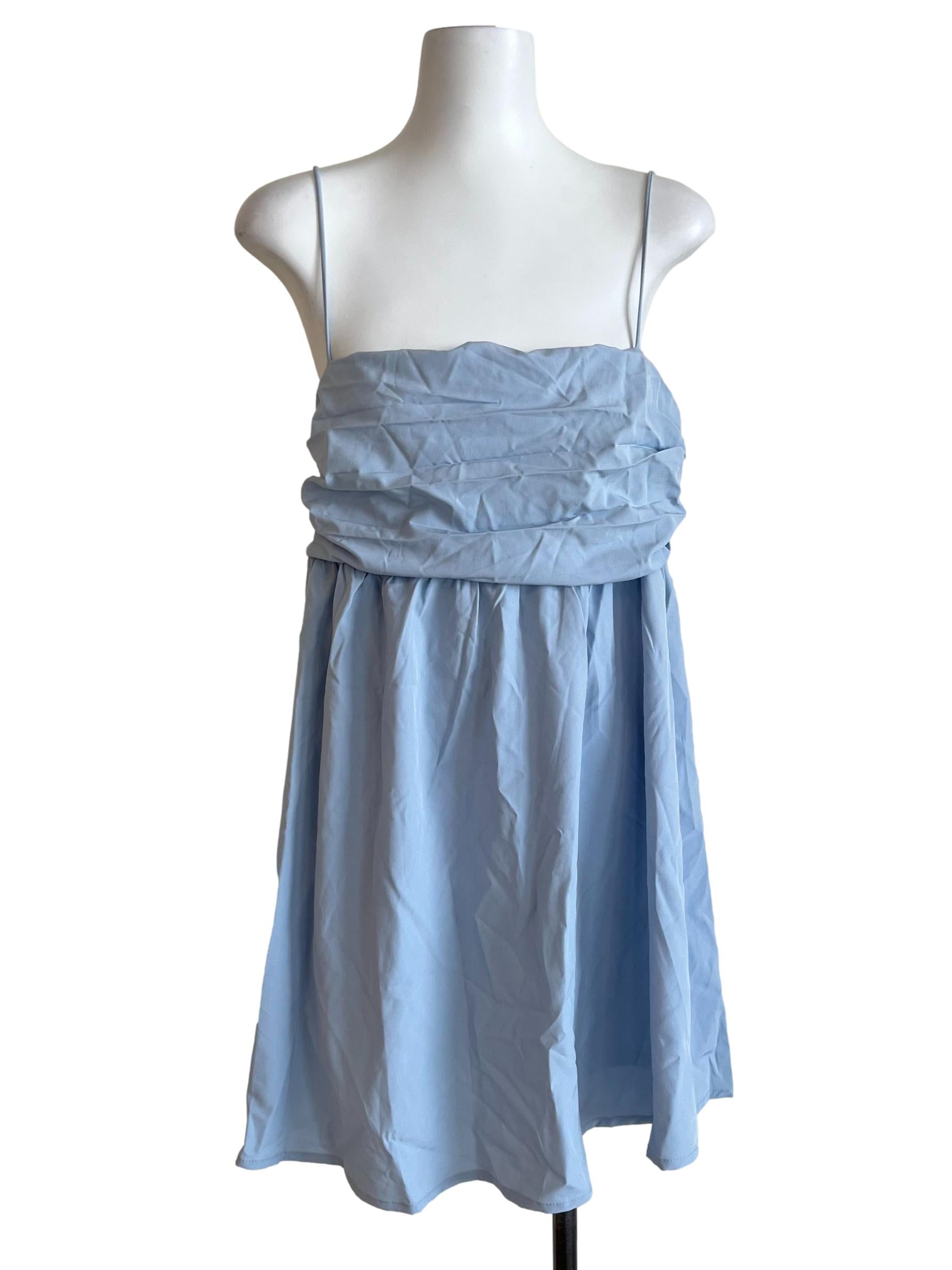 Cerulean Blue Spaghetti Strap Mini Dress