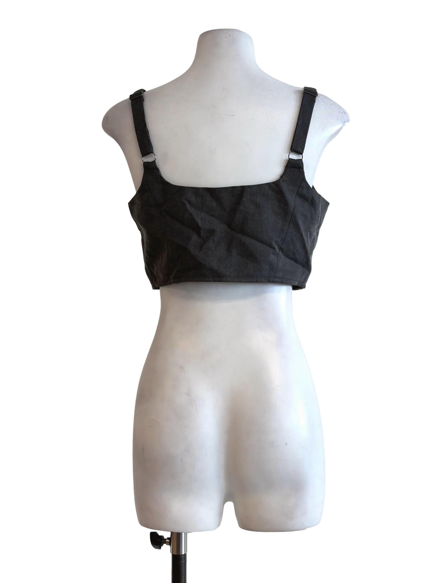 Carbon Grey Sleeveless Zip Top YHF