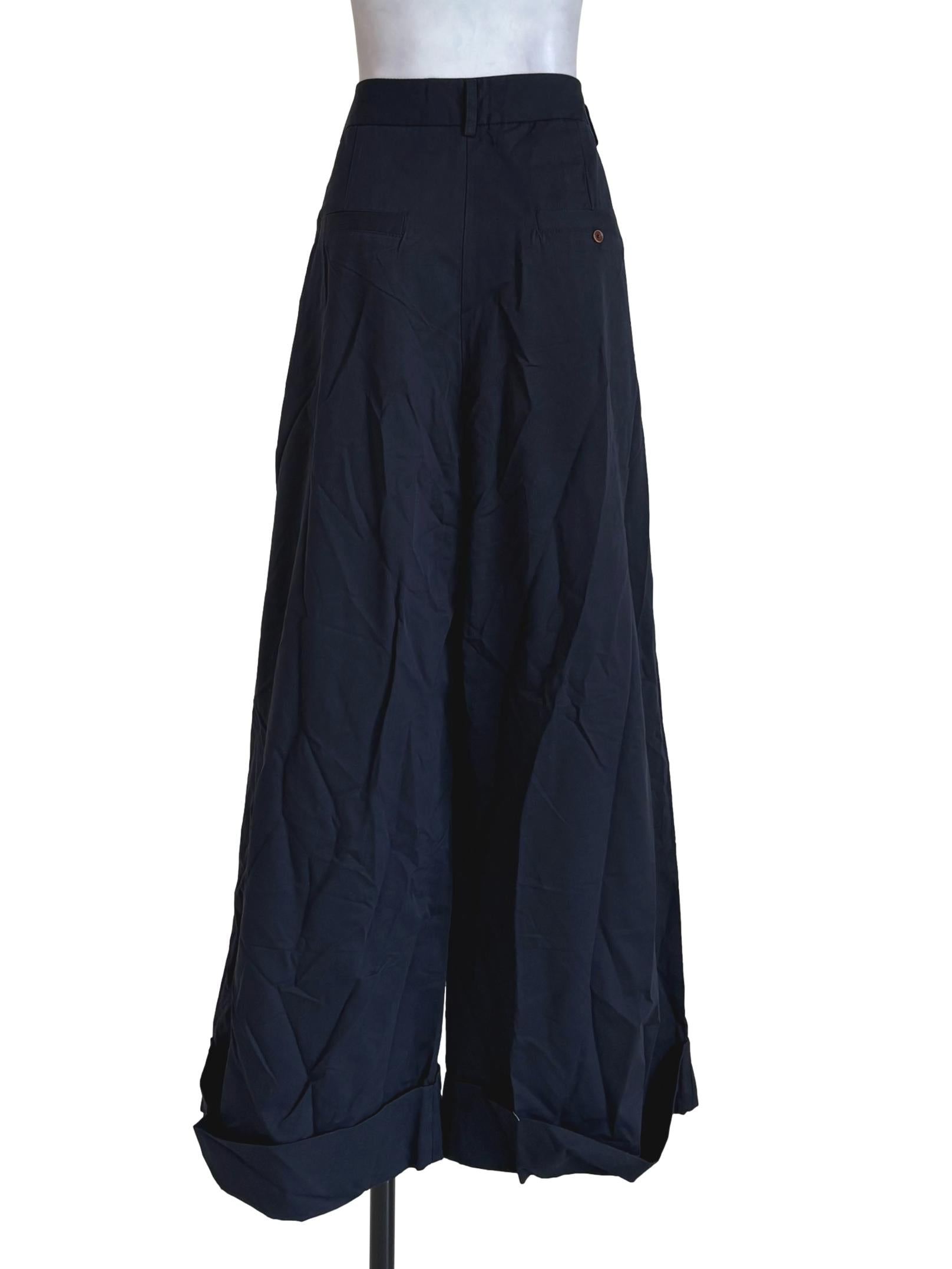 Indigo Blue Cuffed Wide Leg Pants