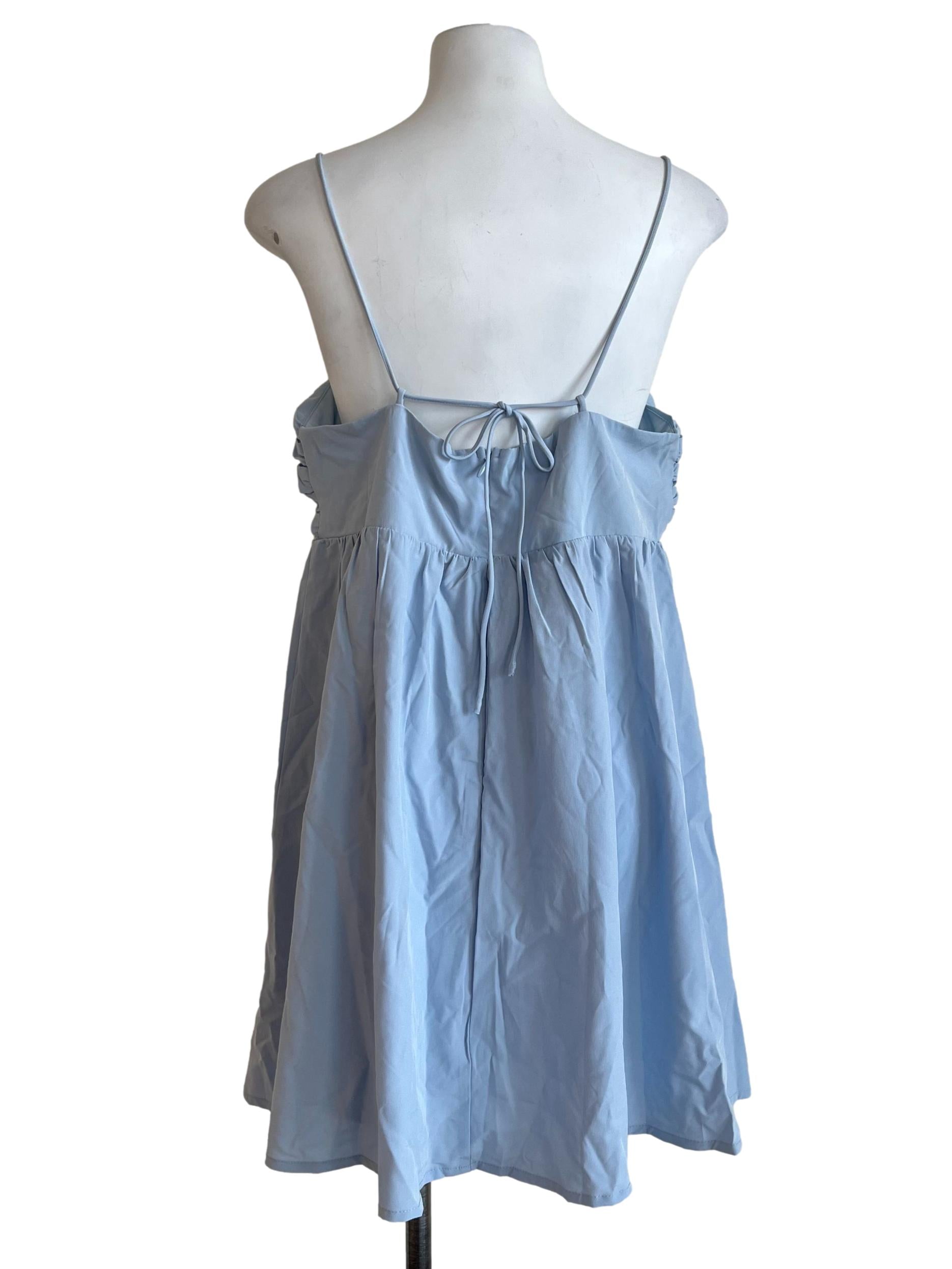 Cerulean Blue Spaghetti Strap Mini Dress