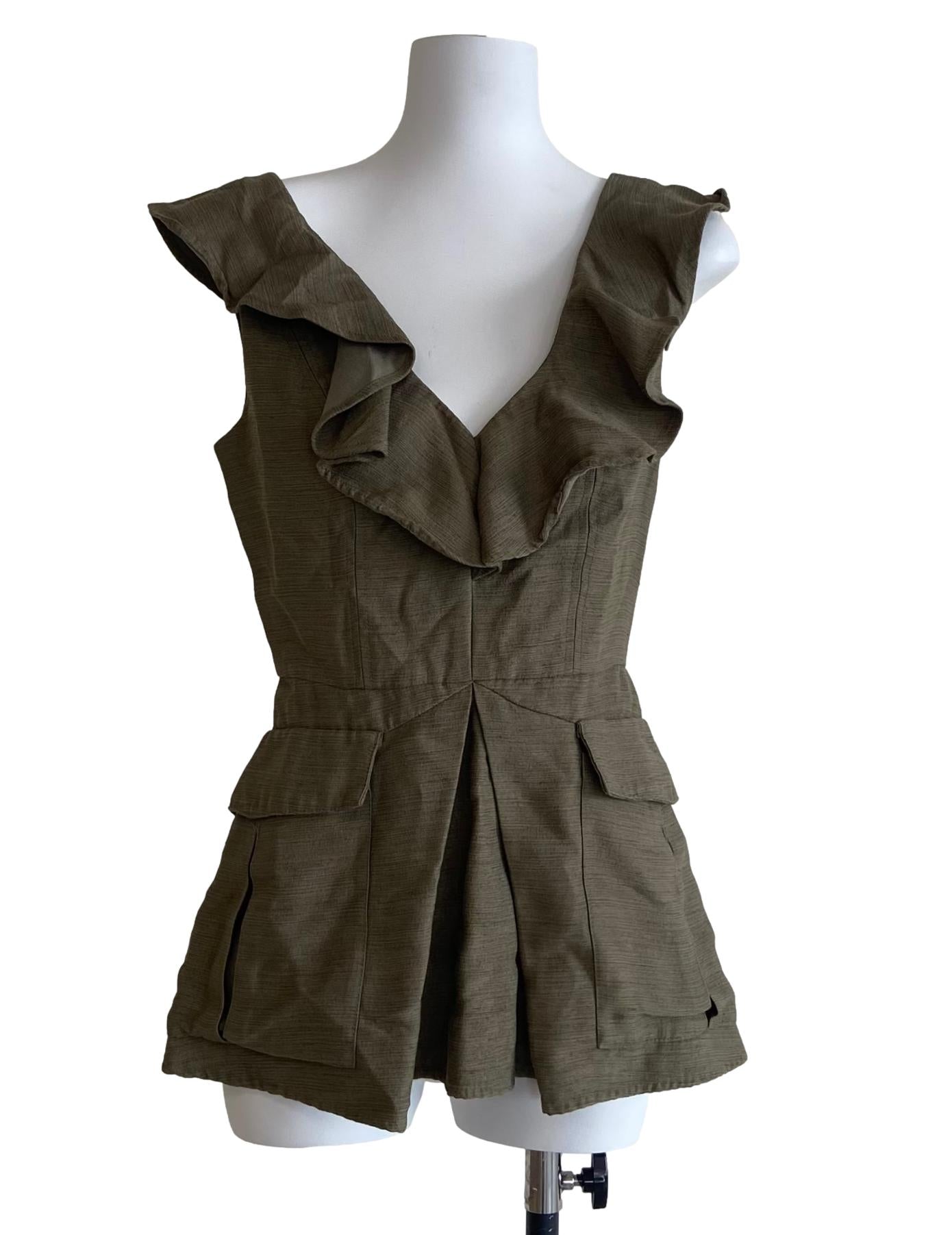 Pickle Green Ruffled A-Line Dress