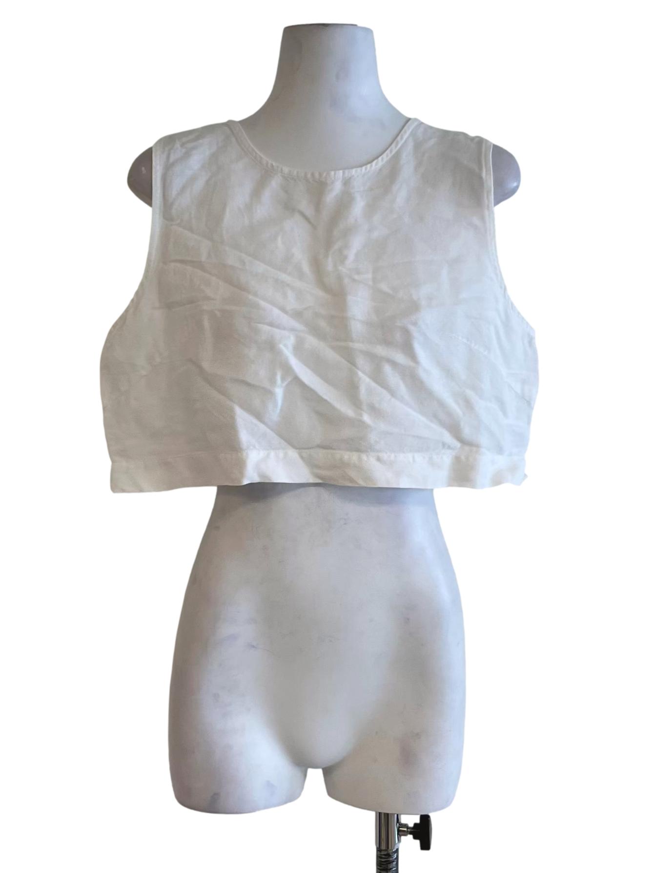 White Jewel Neckline Sleeveless Top