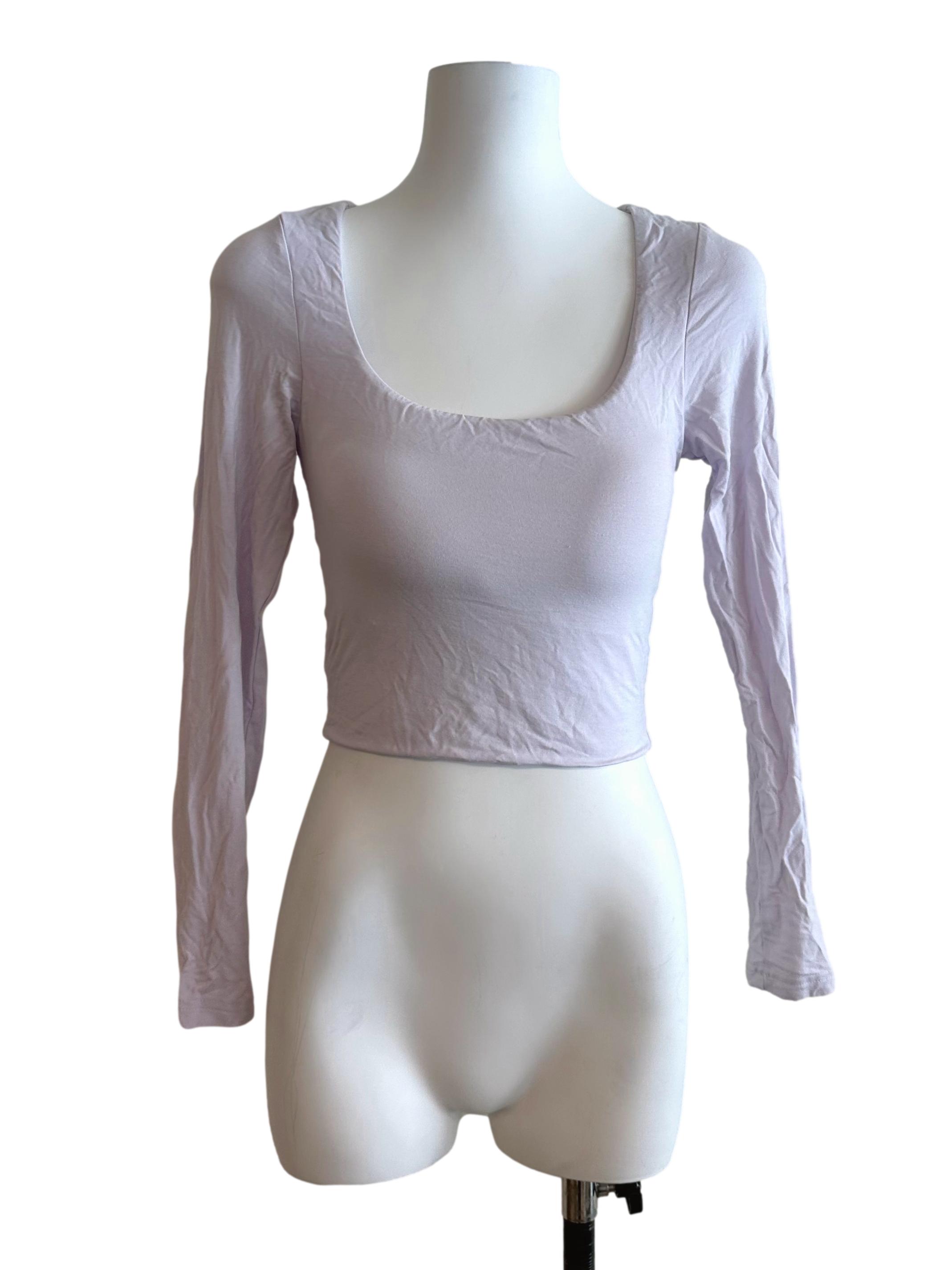 Light Purple Scoop Neck Crop Top