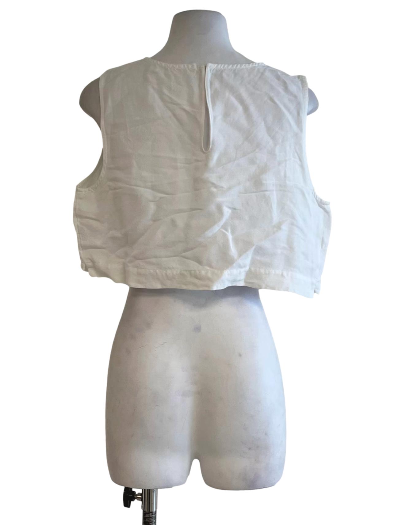 White Jewel Neckline Sleeveless Top