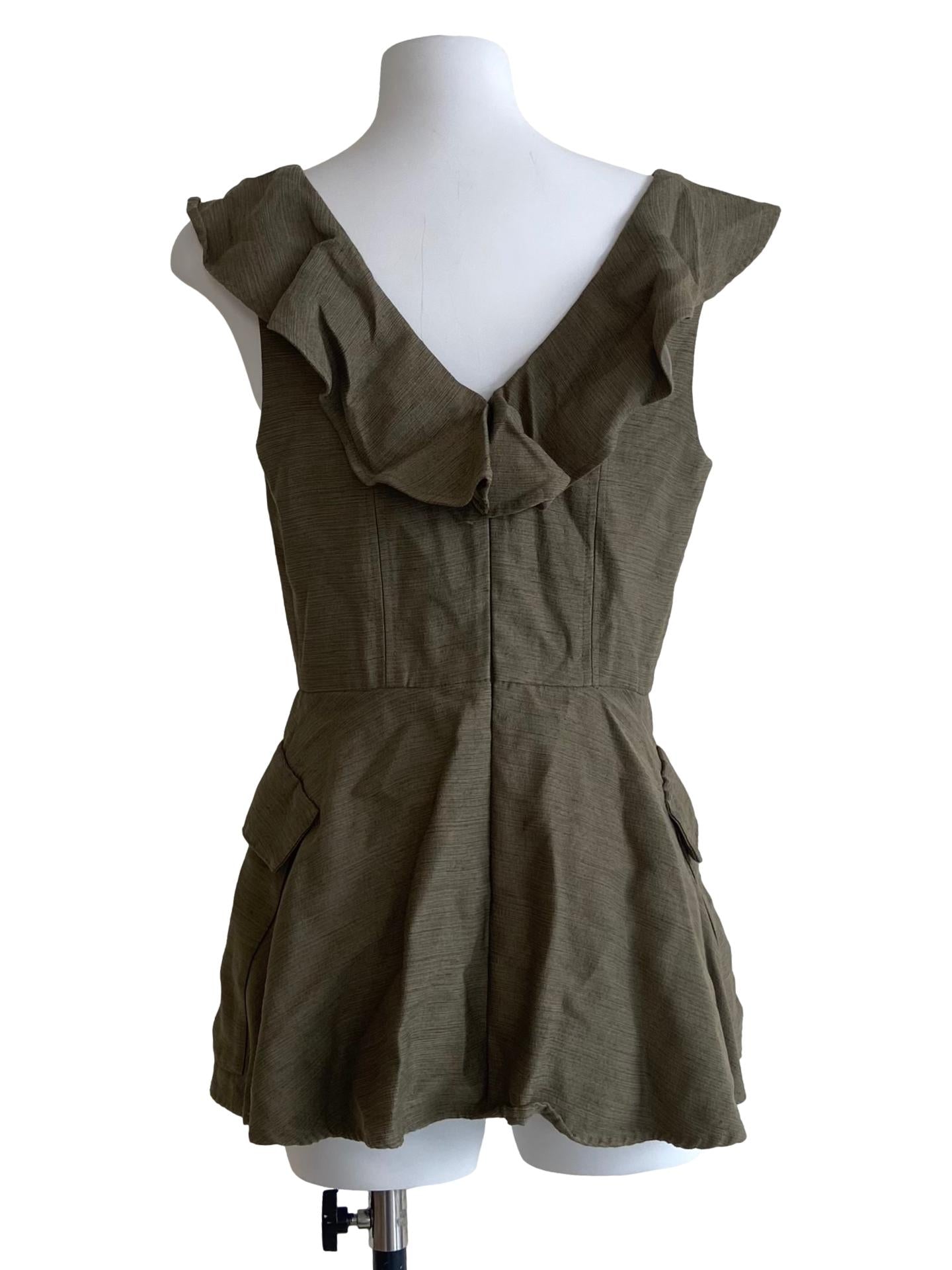 Pickle Green Ruffled A-Line Dress