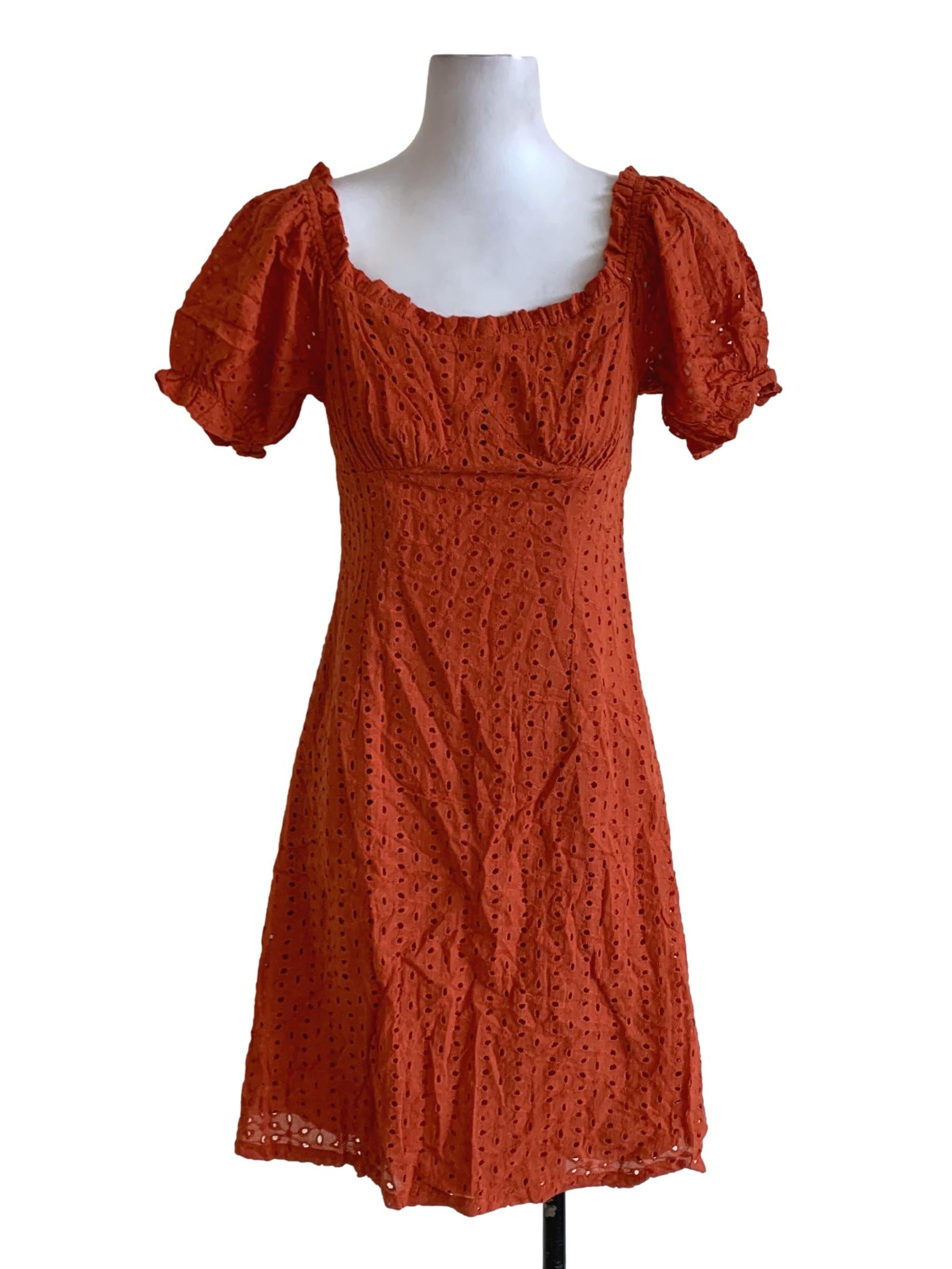 Orange Broderie Anglaise Empire Dress