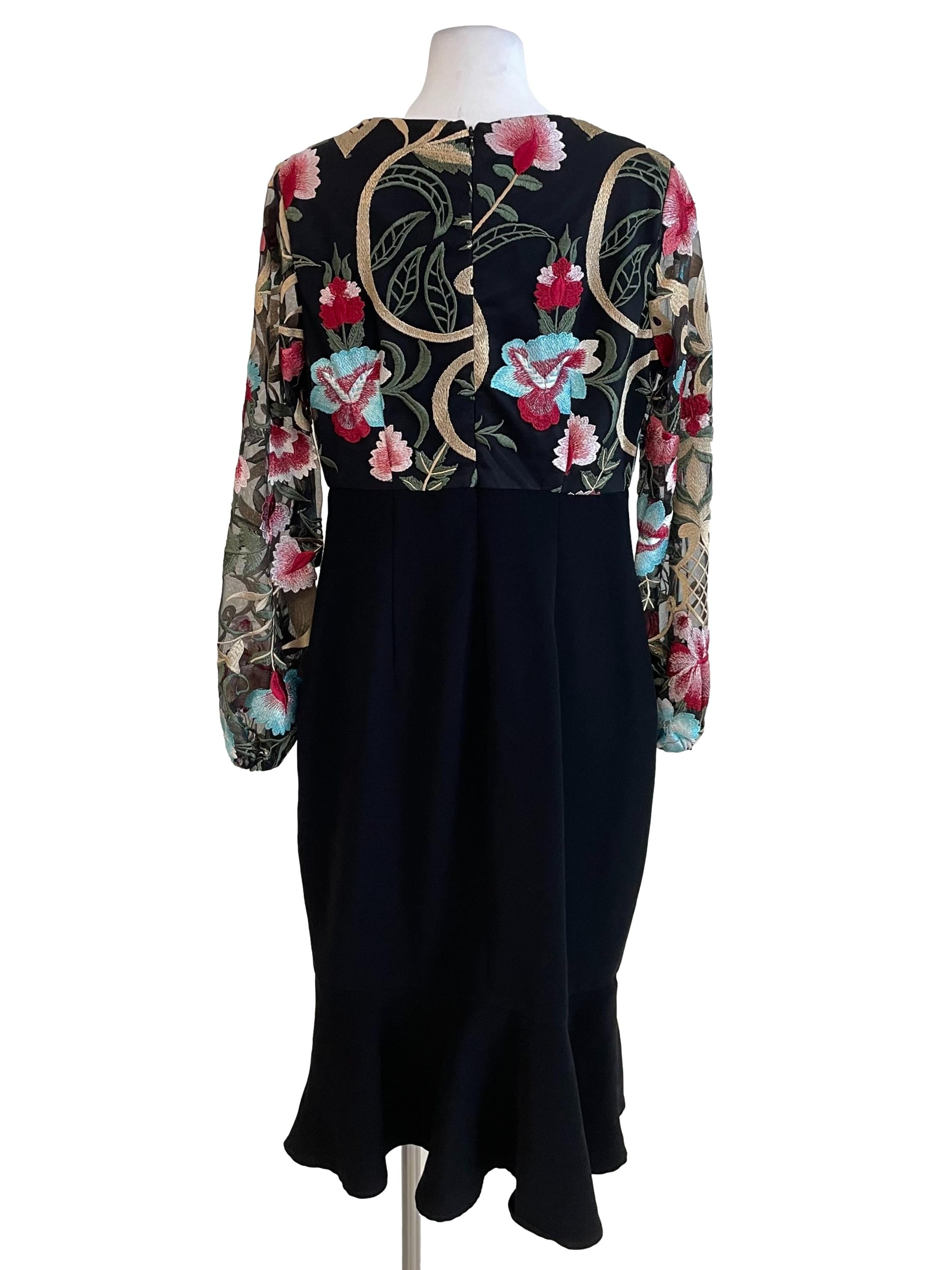 Black Embroidery Lace Sleeves Dress