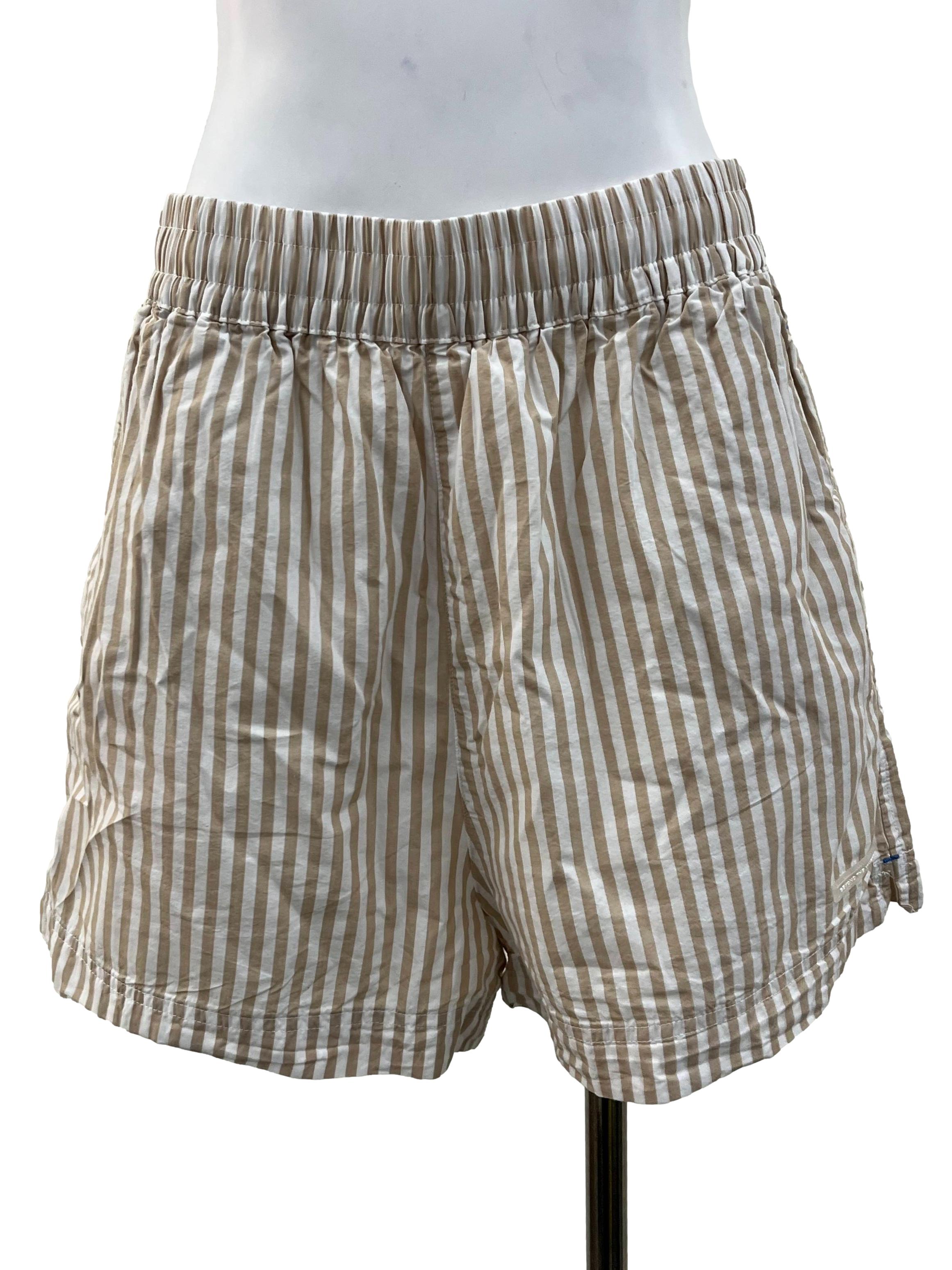 Cream Striped Shorts