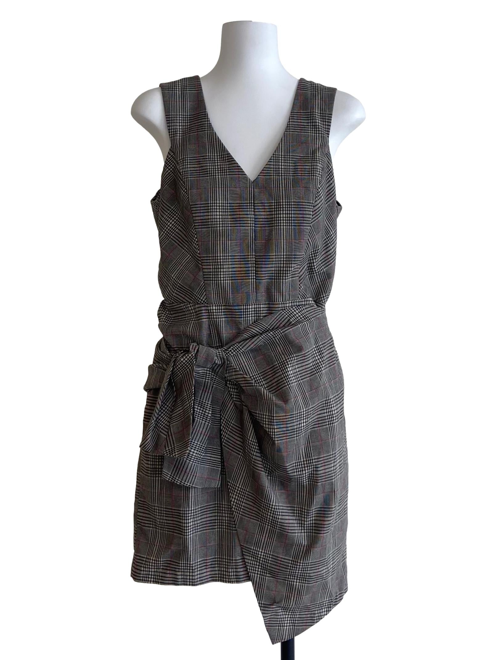 Black Tartan Asymmetric Shift Dress