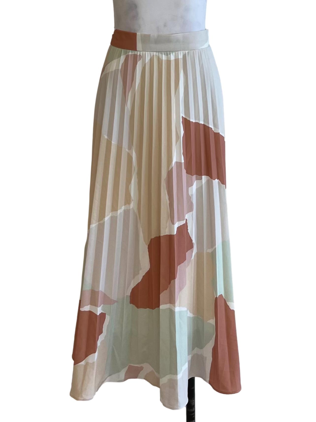 White Abstract A-Line Skirt