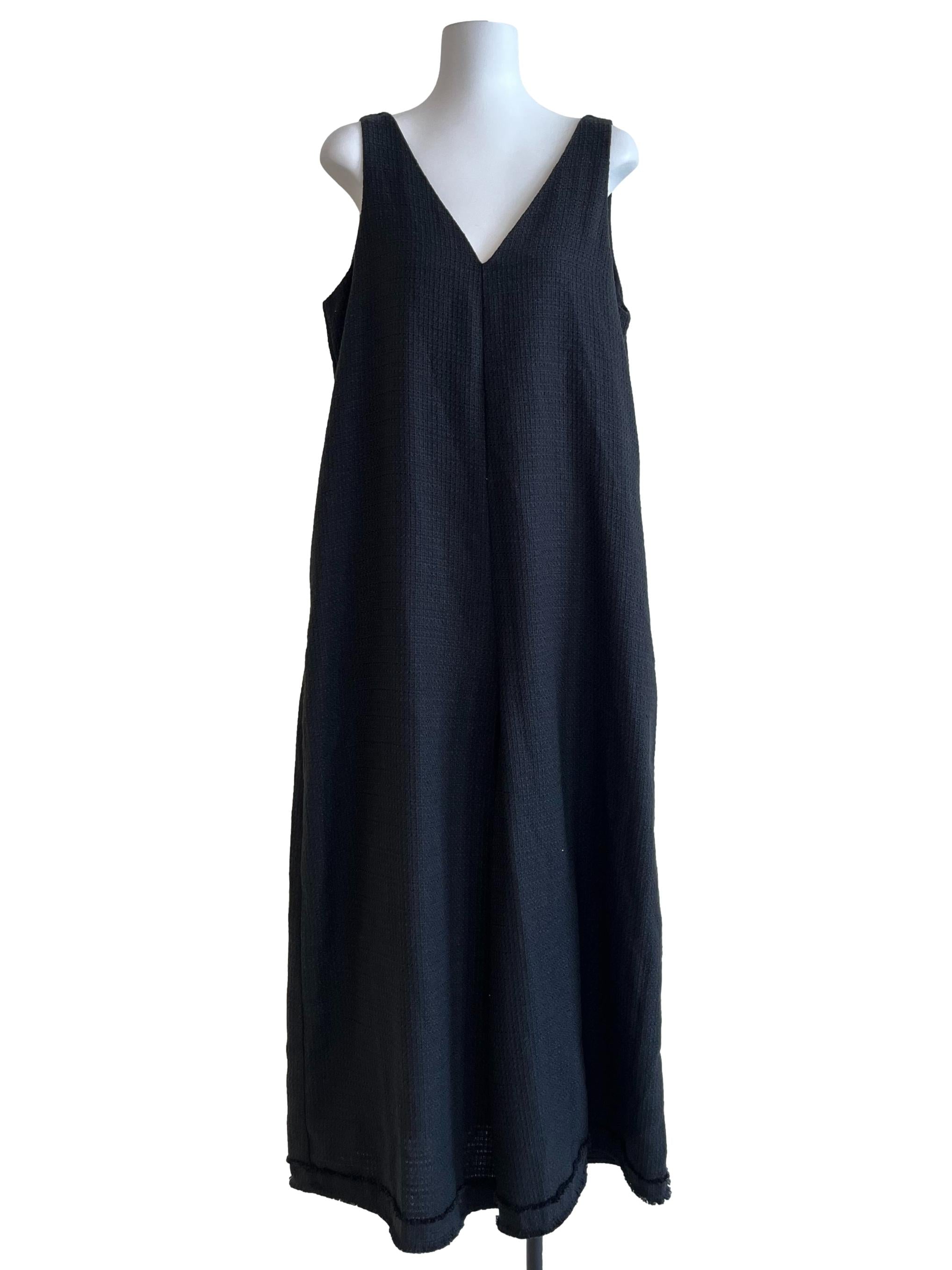 Jade Black V Neck Tweed Jumpsuit