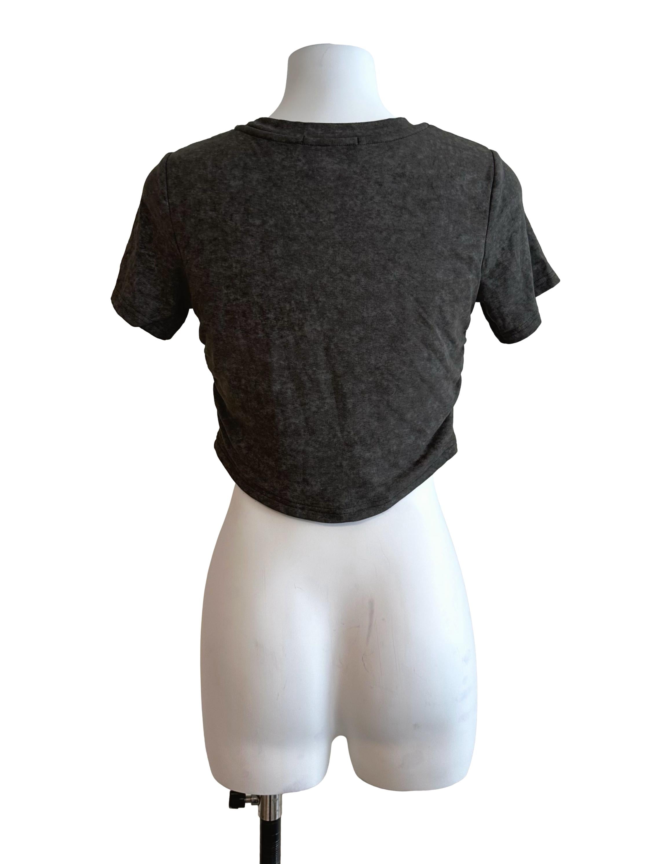 Charcoal Grey Round Neck Crop Tee Top