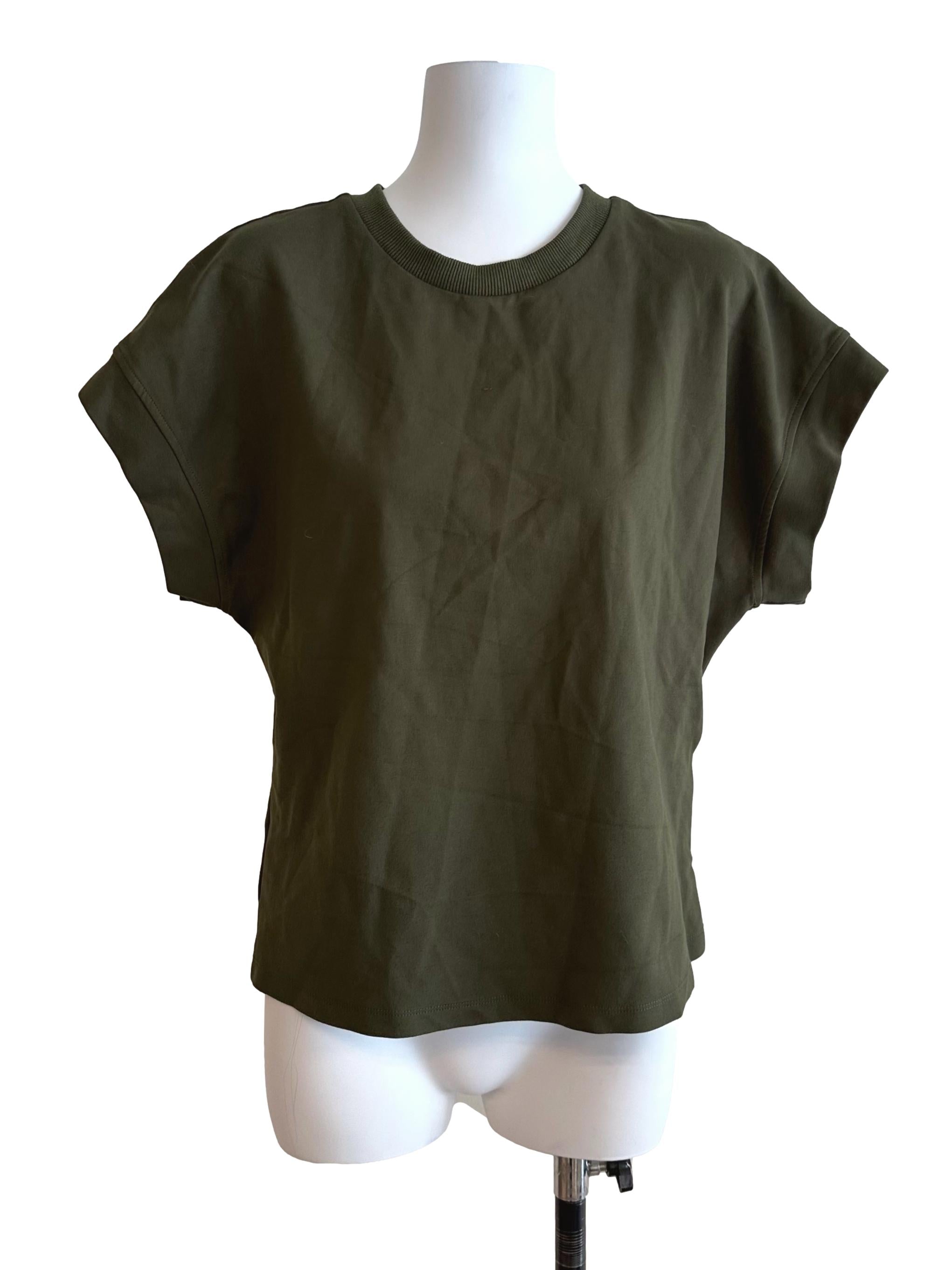 Olive Green Round Neck Tee Top LB