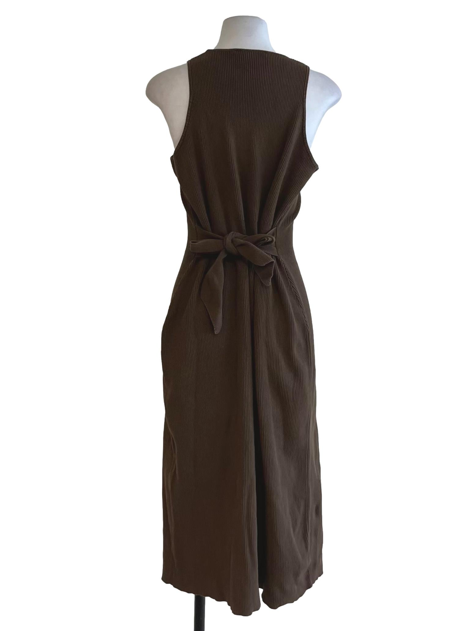 Coffee Brown Jewel Neckline Sheath Dress