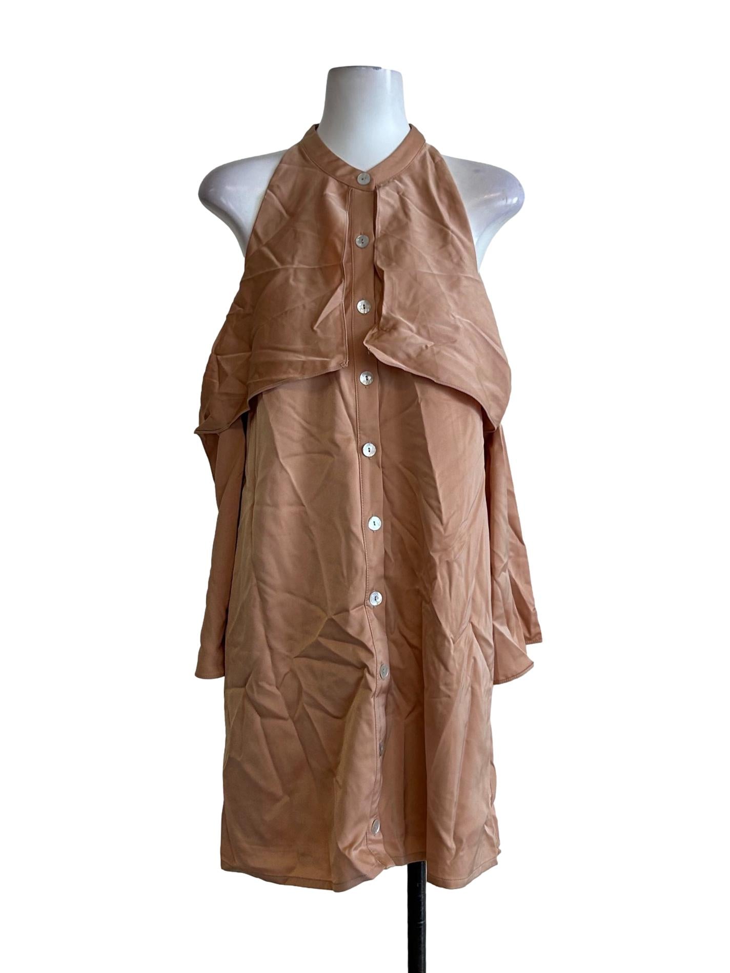 Cinnamon Halter Neck Cold Shoulder Tunic