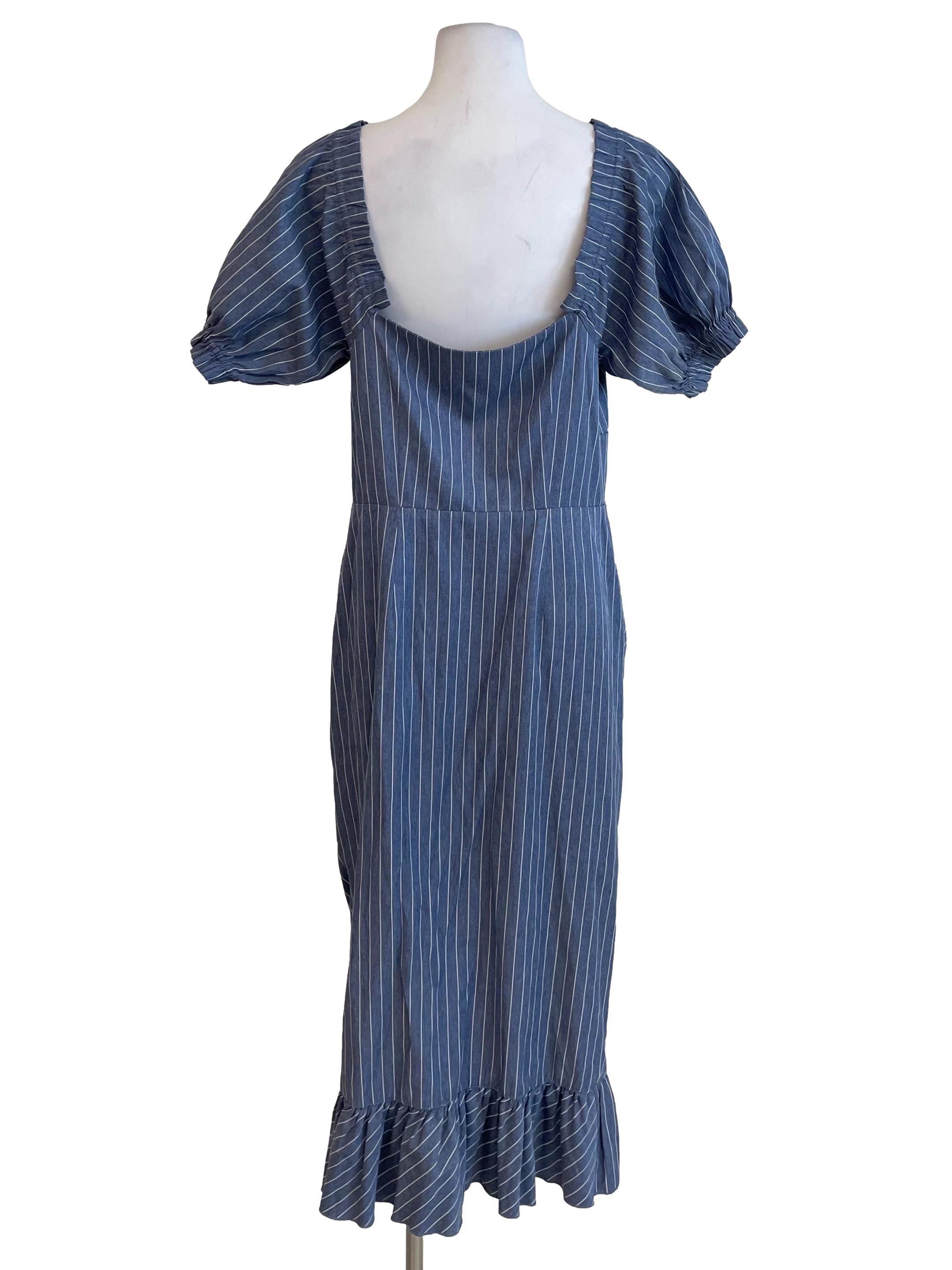 Pewter Pinstripe Ruffle Scrunch Bodycon Dress