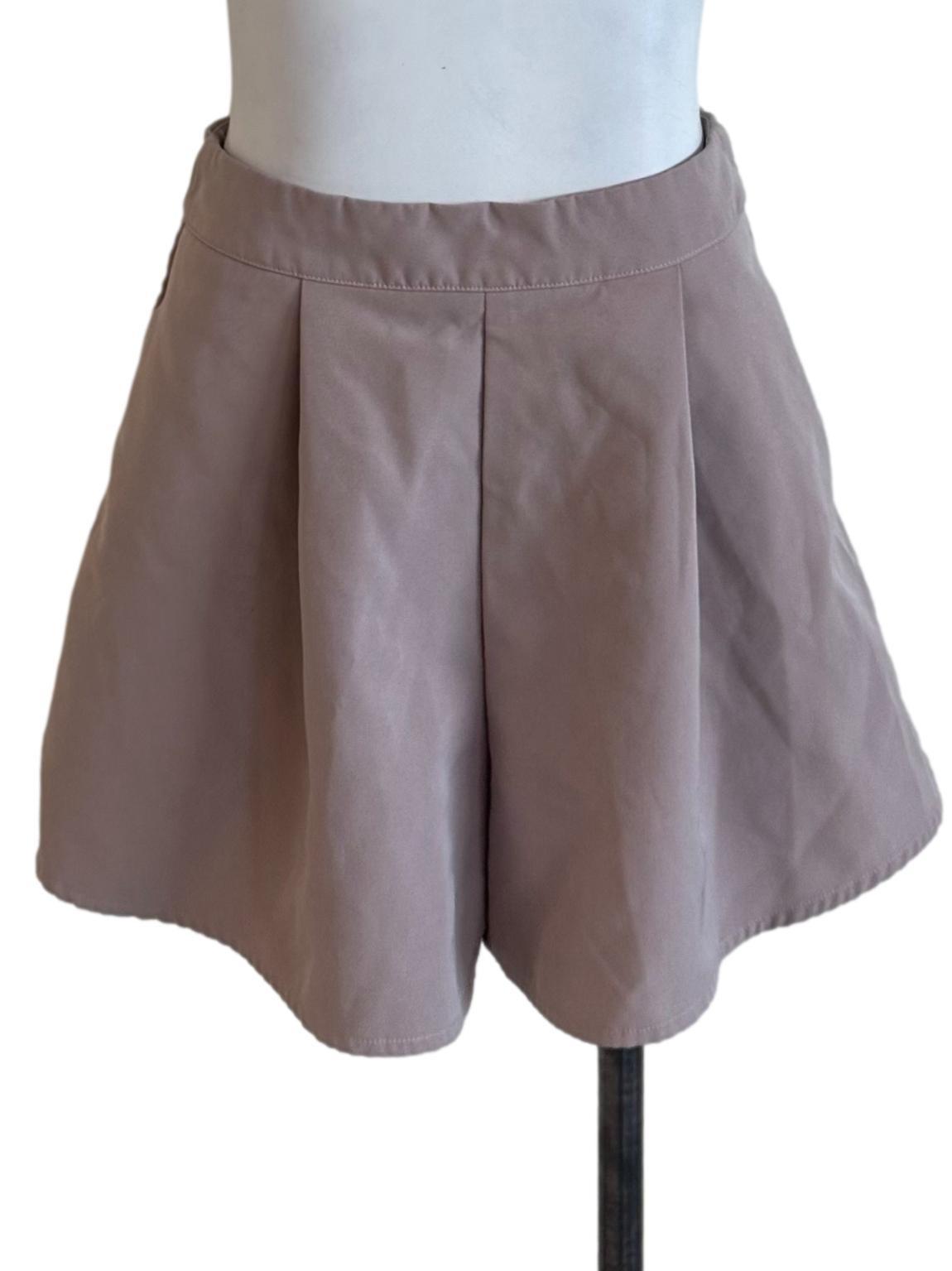 Sepia Beige Box Pleated Shorts
