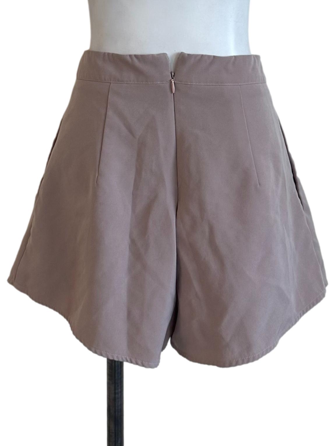Sepia Beige Box Pleated Shorts