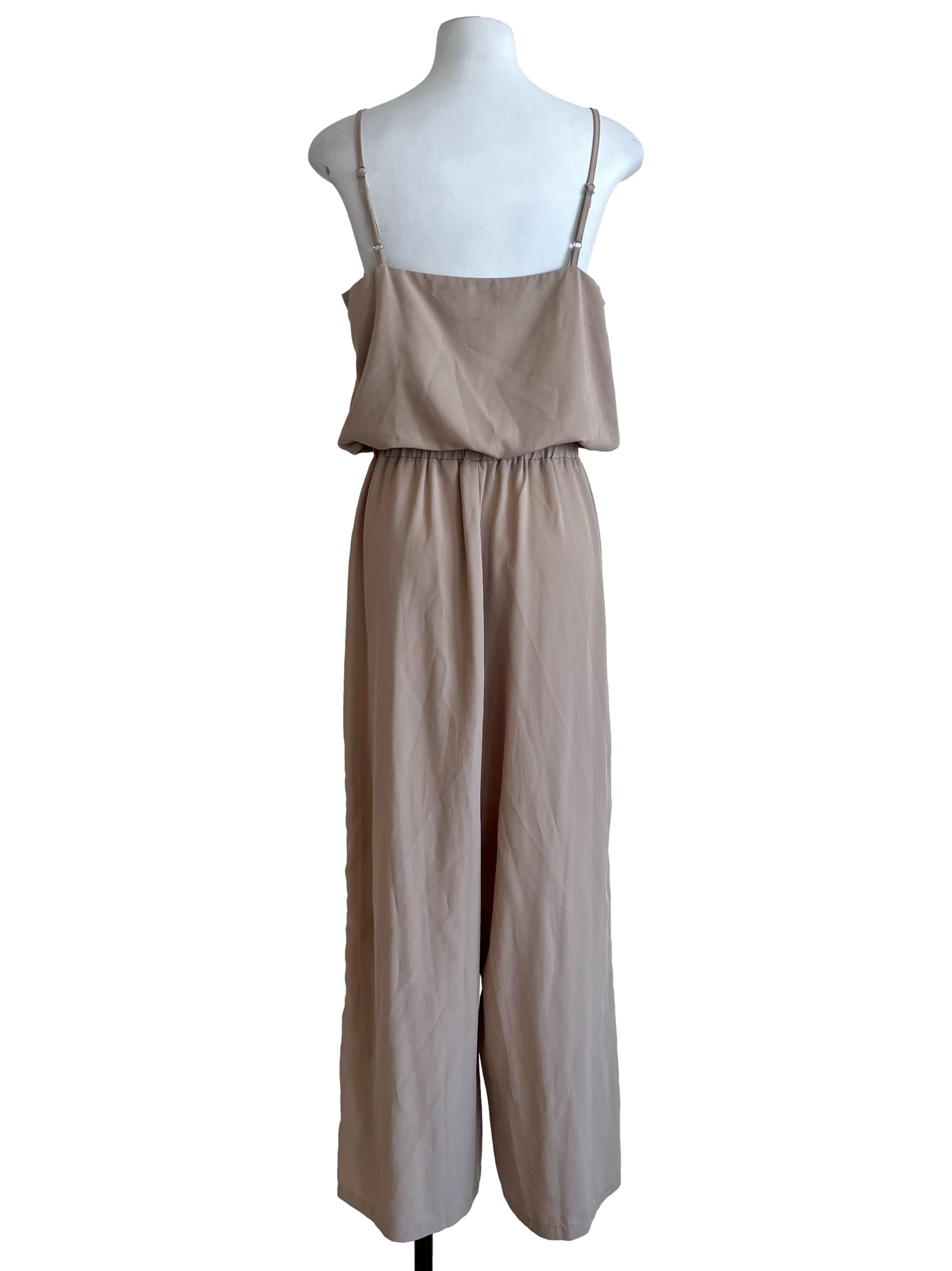 Tortilla Brown Spaghetti Strap Jumpsuit