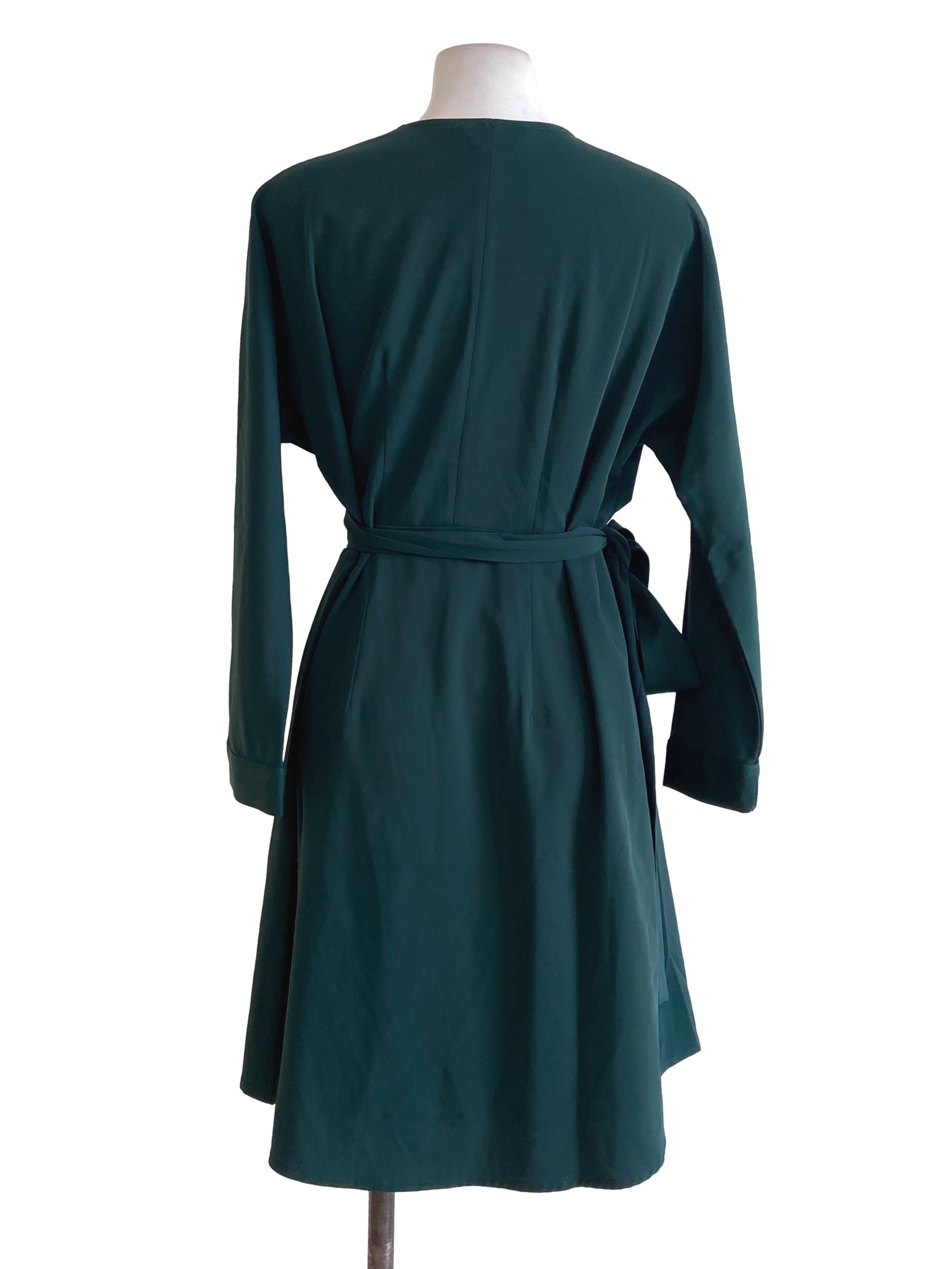 Pine Green V Neck Wrap Dress