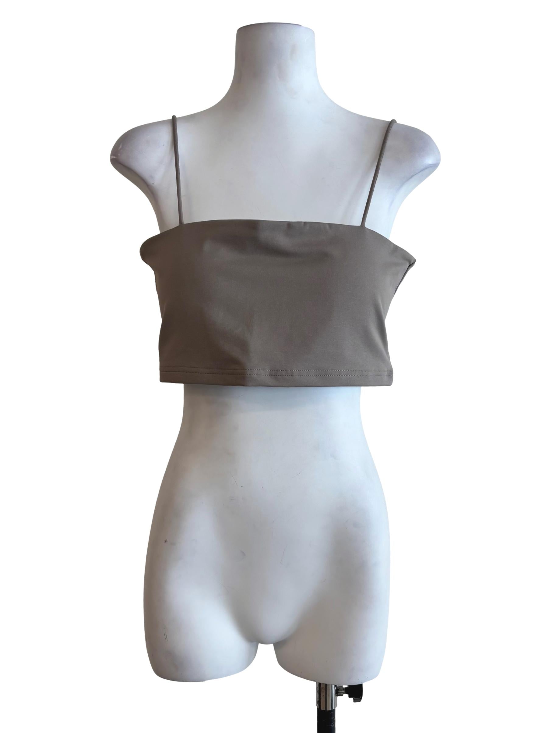 Grey Jalen Basic Crop Padded Top