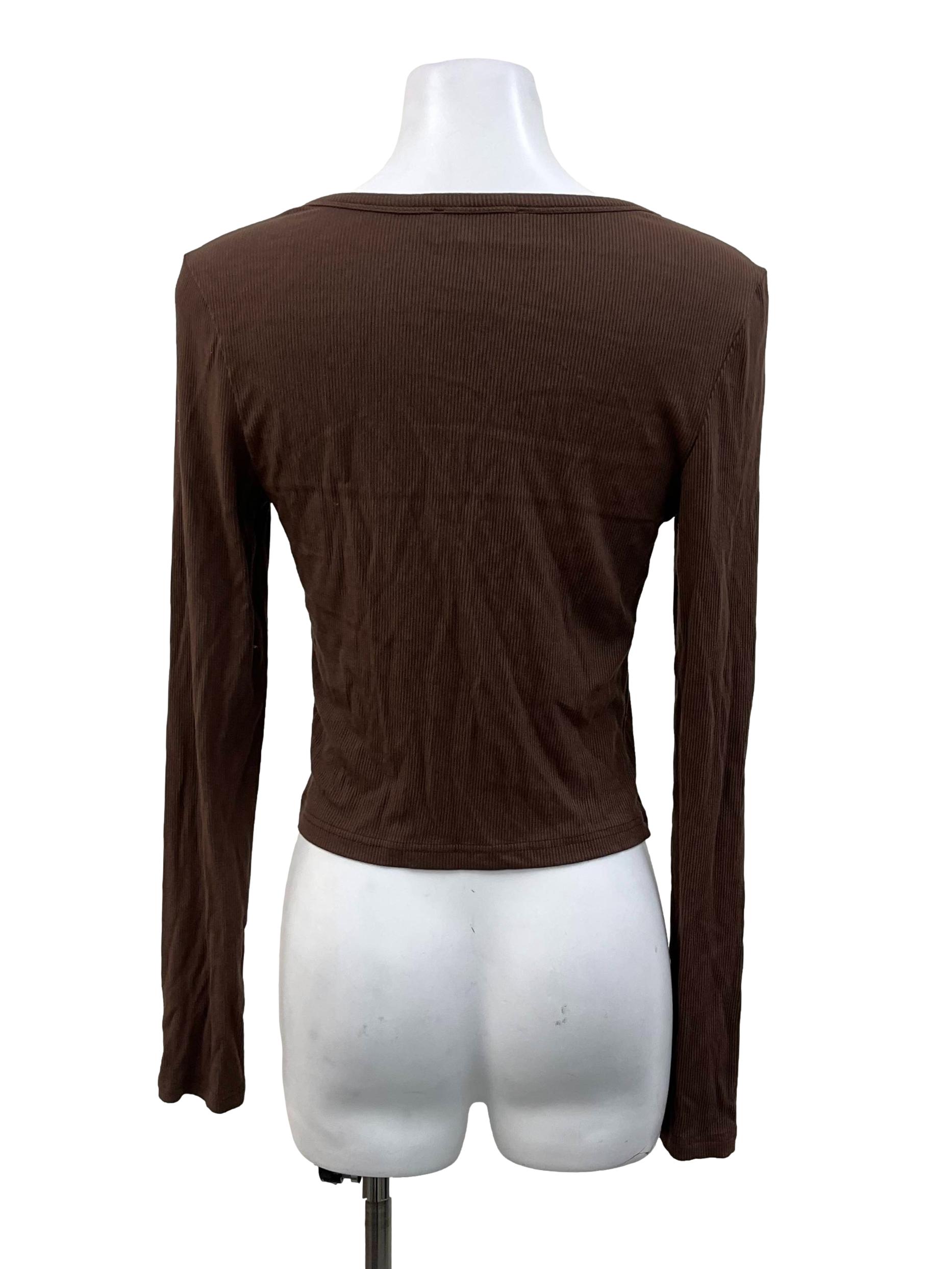 Brown Button Down Longsleeve Top