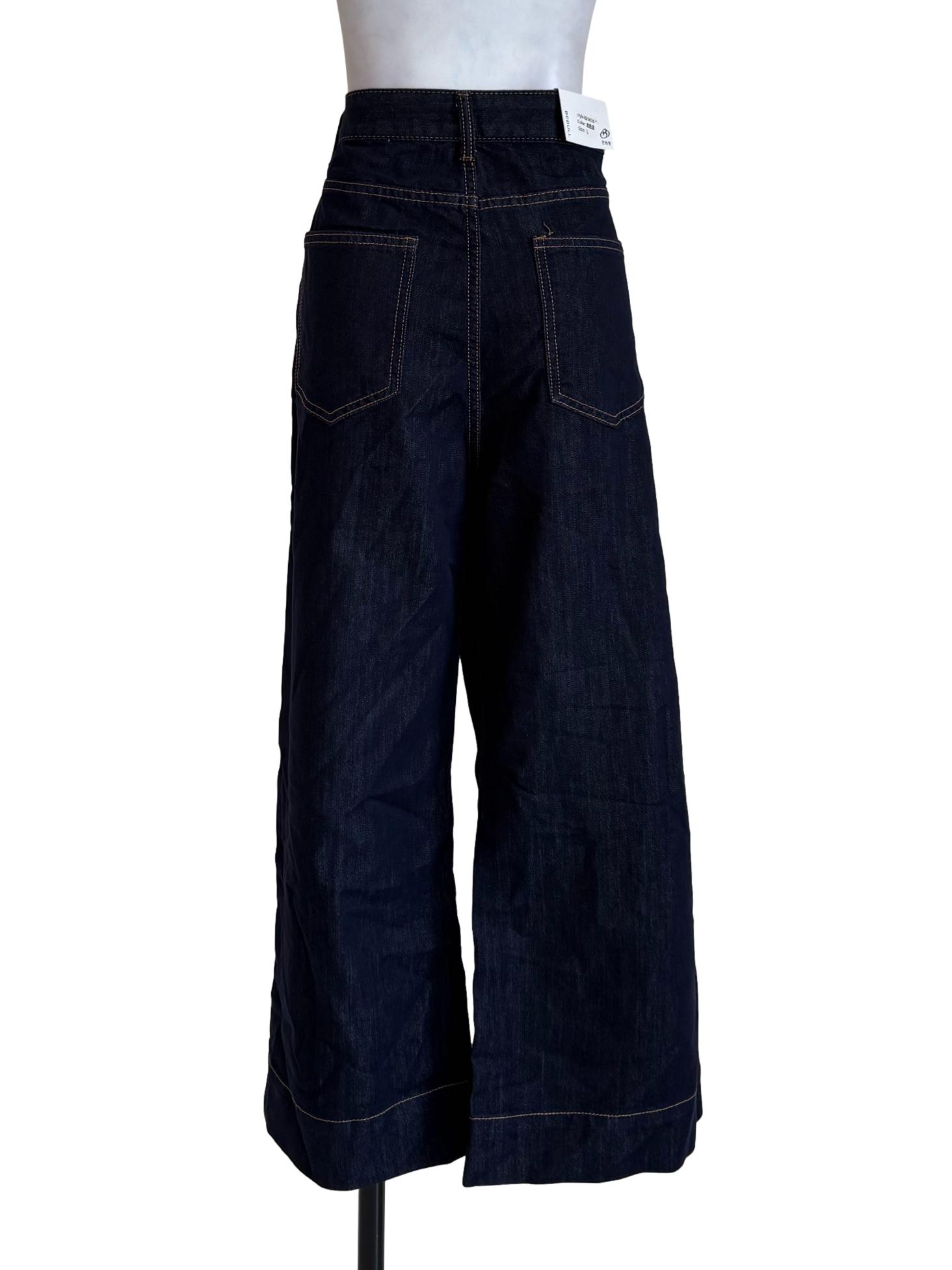 Denim Blue Bronze Line Wide Leg Jeans