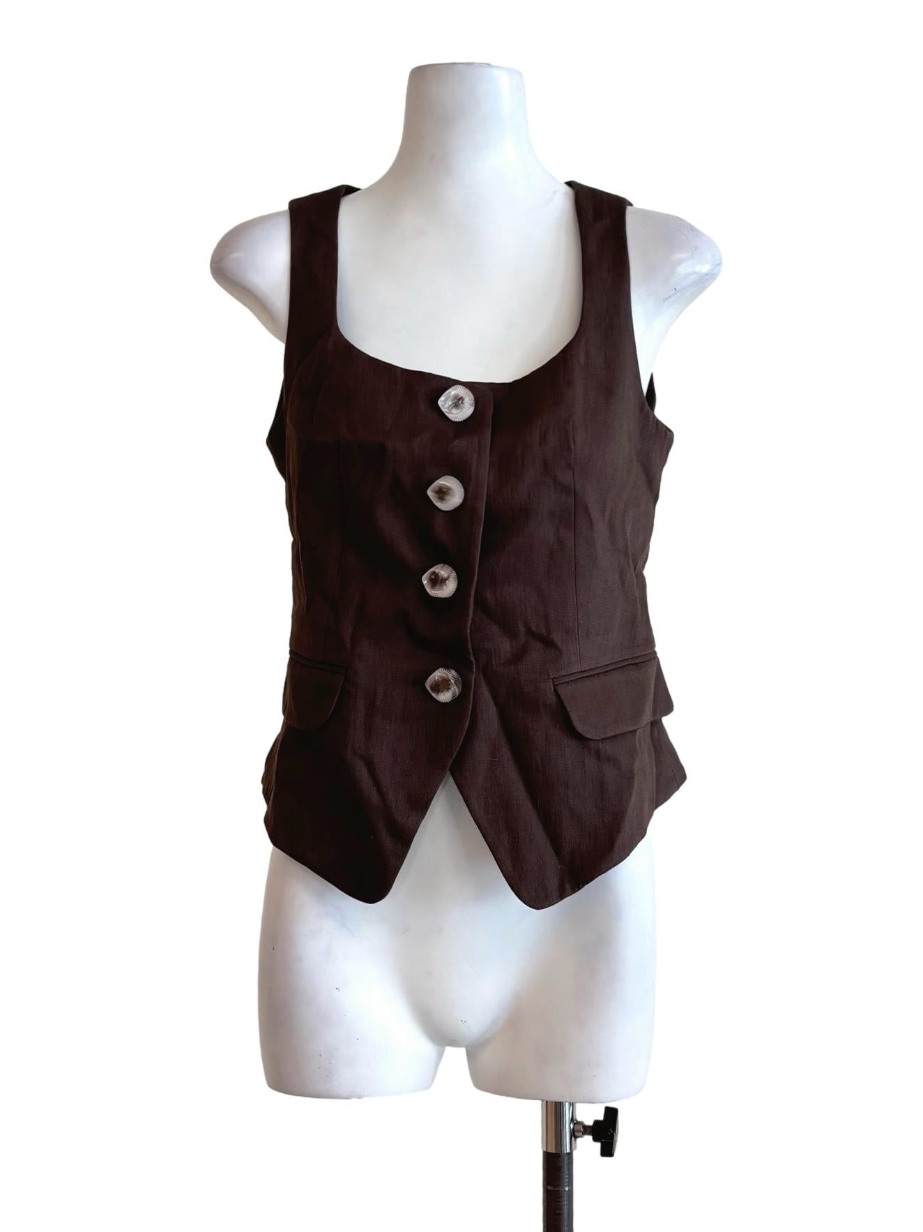 Taupe Button Vest