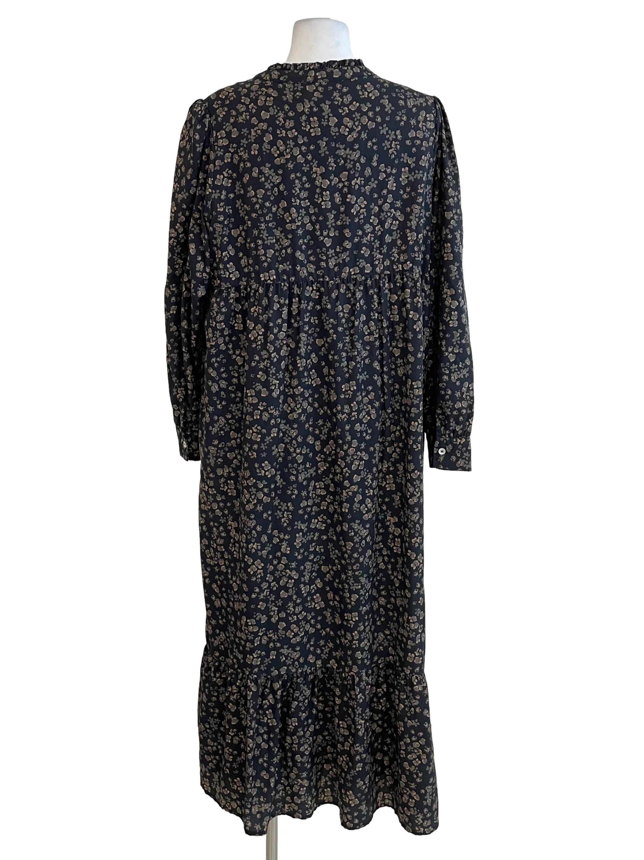 Charcoal Floral Babydoll Shirt Dress