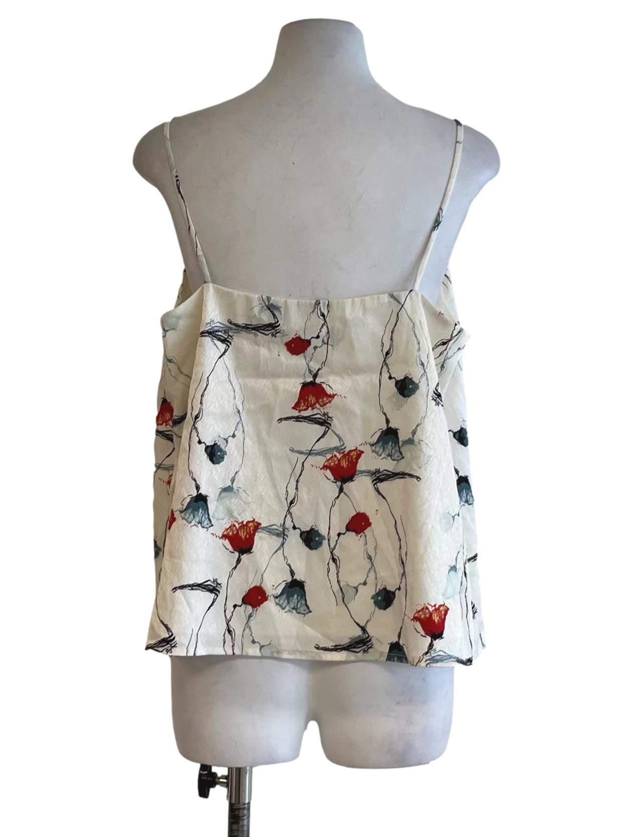White Abstract Sleeveless Top