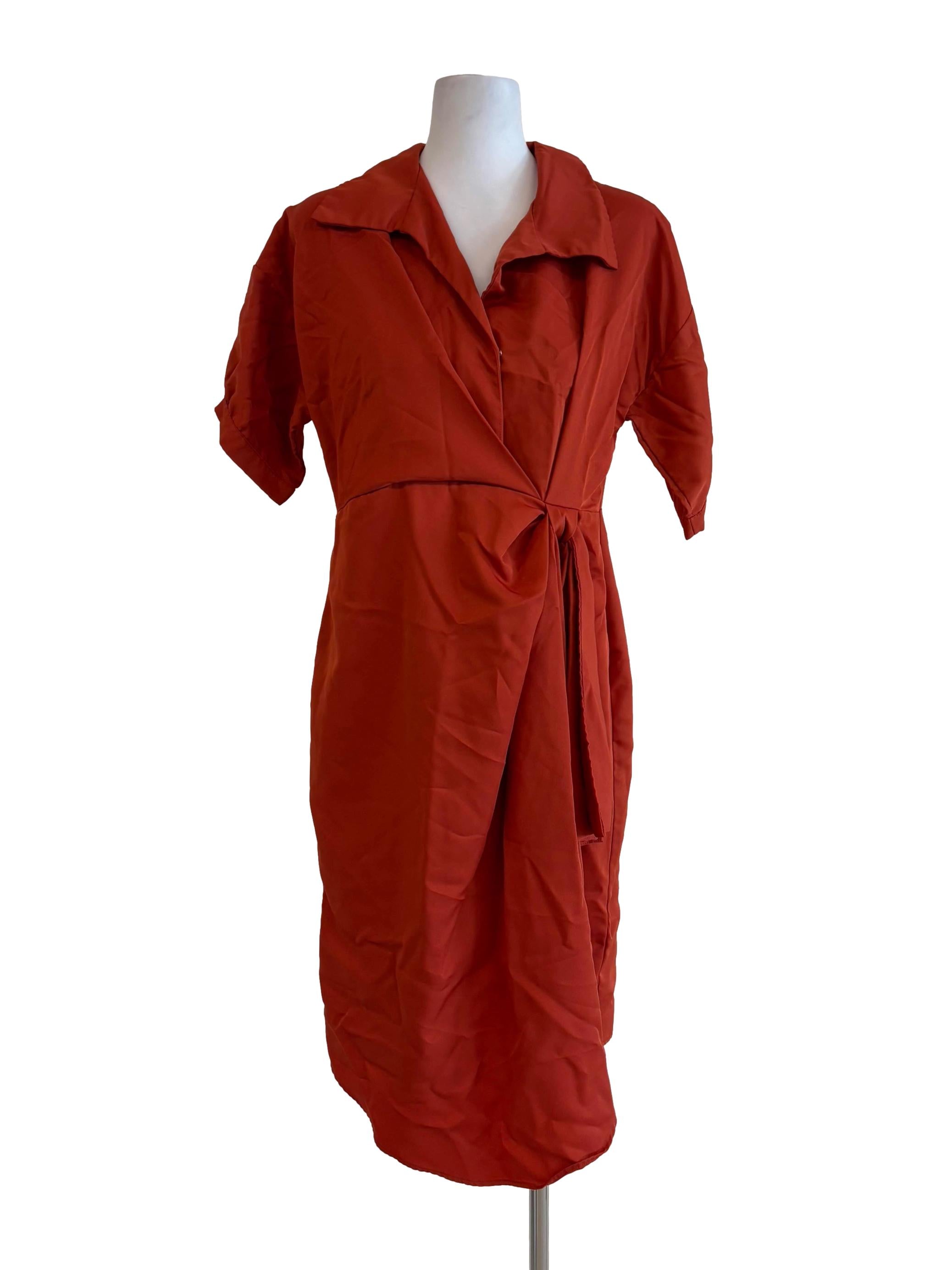 Flame Orange Drape Dress