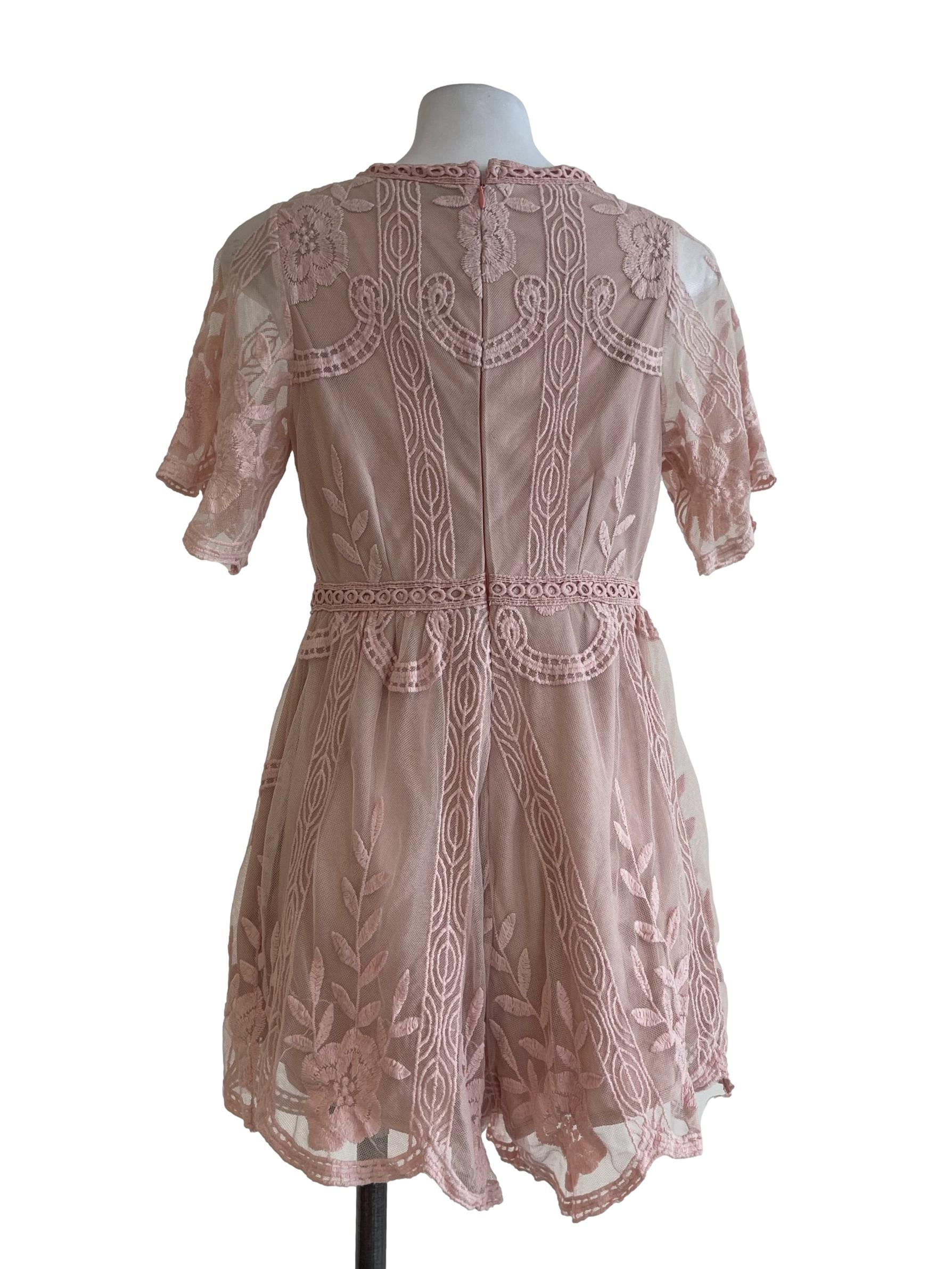 Pale Pink Soft Lace Playsuit