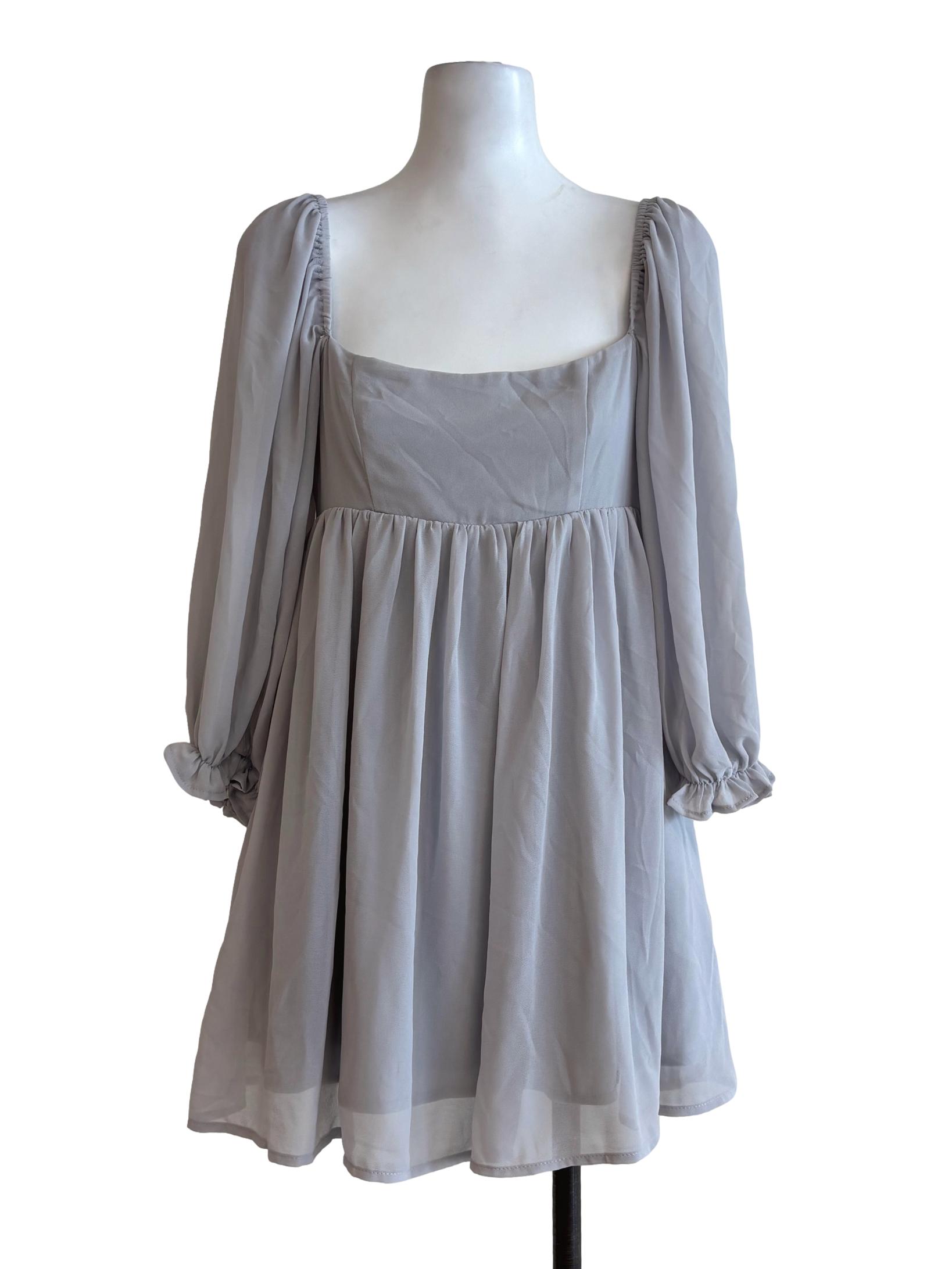 Chrome Grey Chiffon Dress YHF