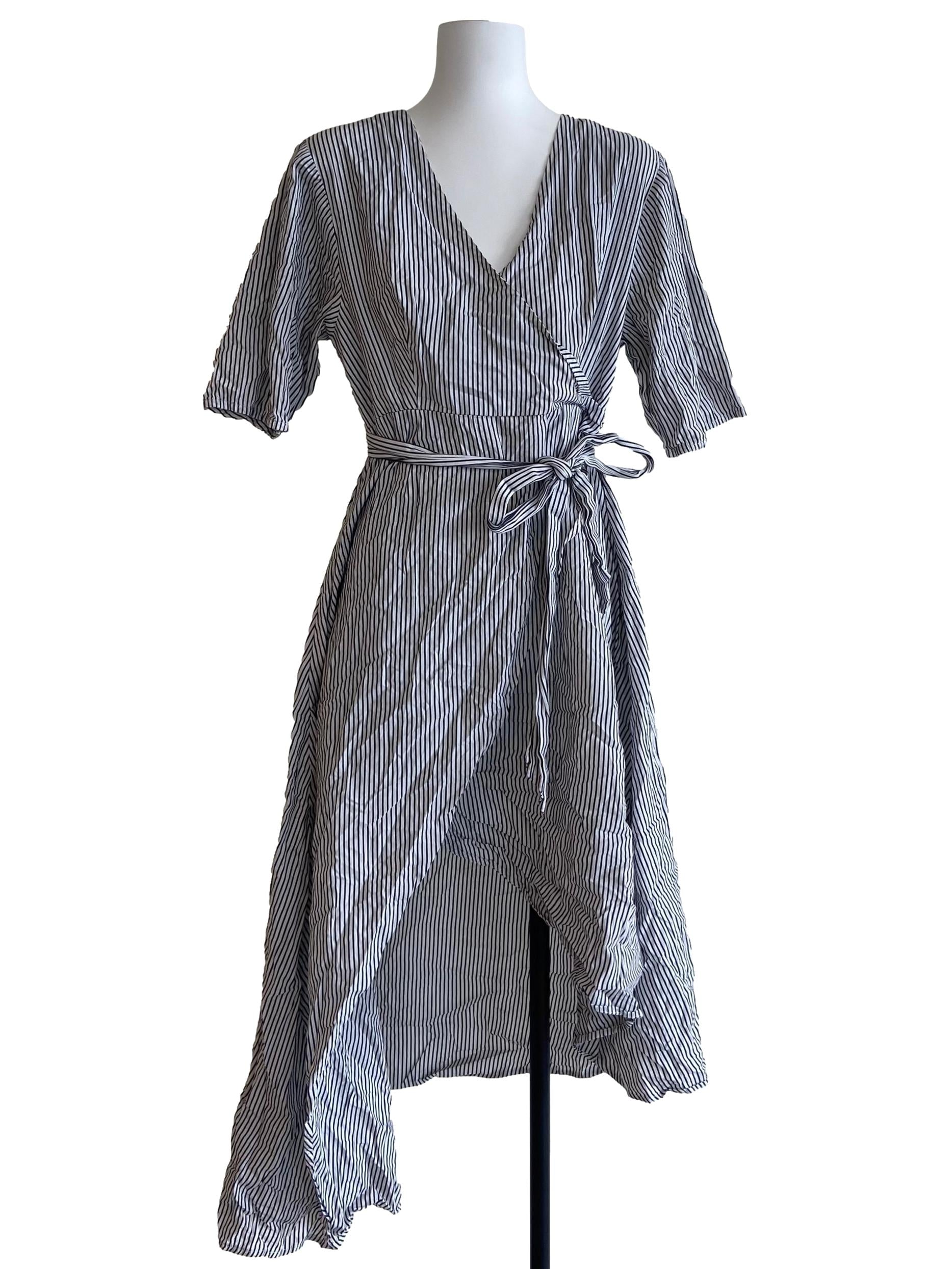 Black & White Stripe Asymmetric Dress