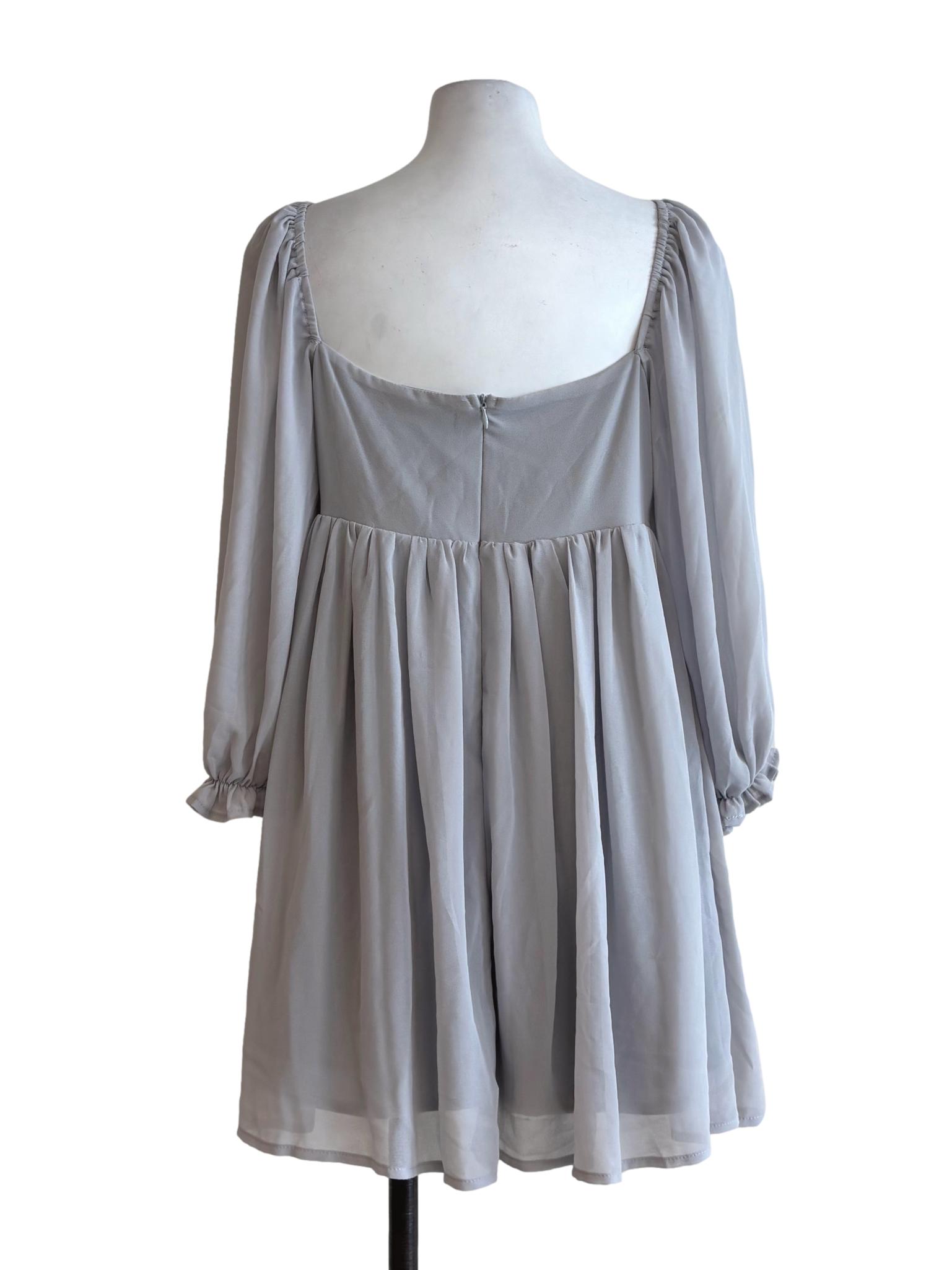 Chrome Grey Chiffon Dress YHF